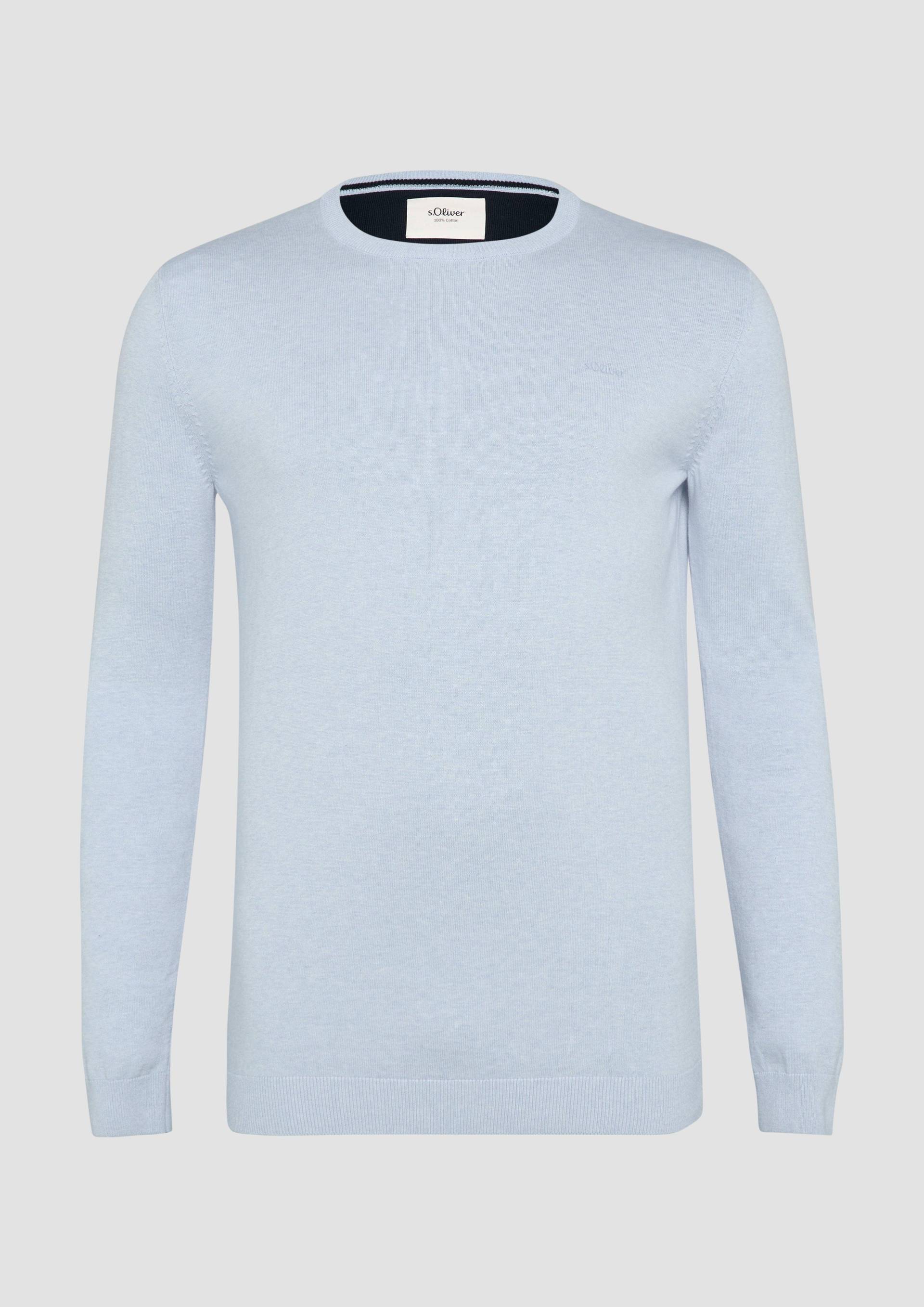 s.Oliver - Strickpullover mit Logo-Stickerei, Herren, blau s.Oliver - Strickpullover mit Logo-Stickerei, Herren, blau von s.Oliver