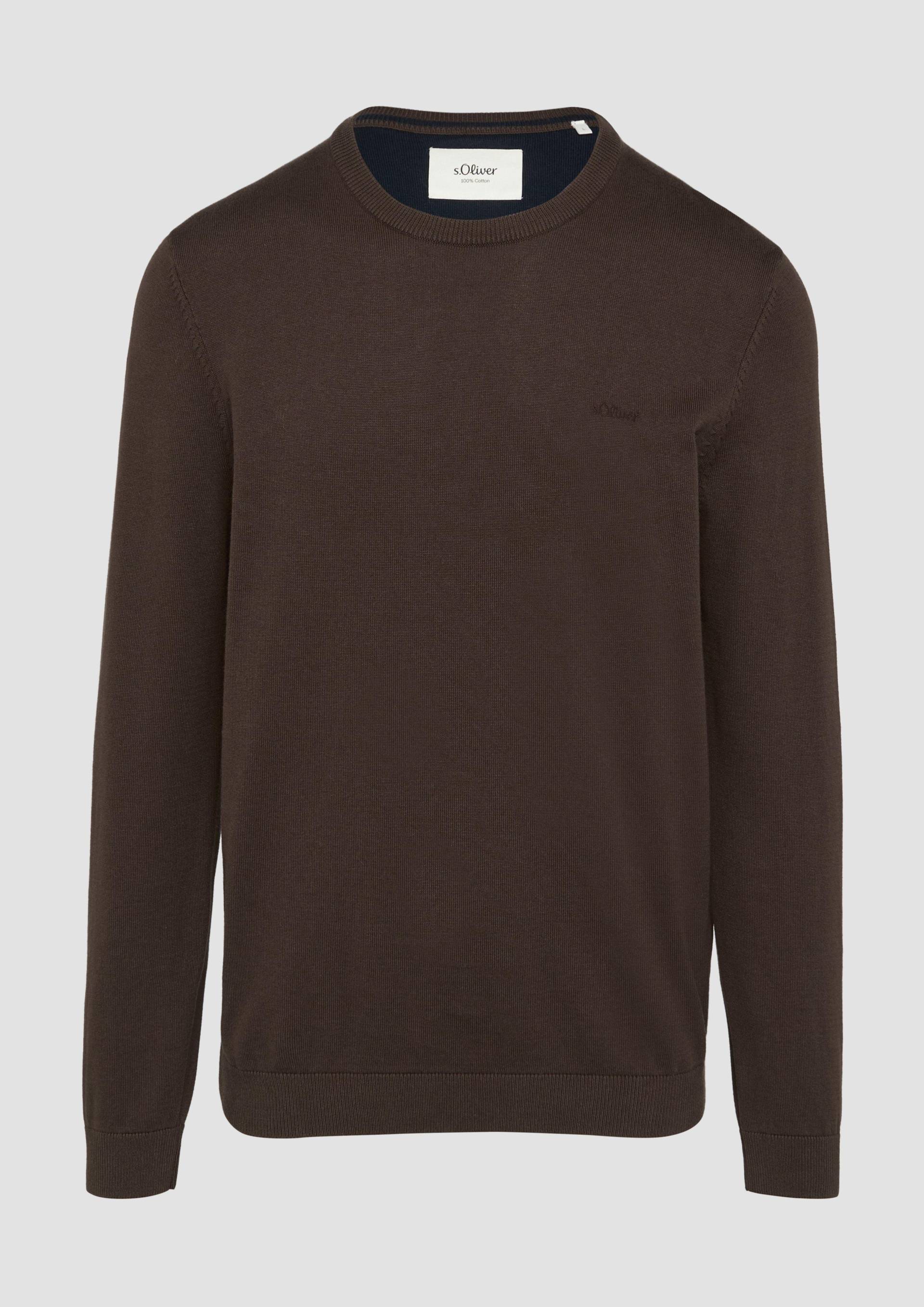 s.Oliver - Strickpullover mit Logo-Stickerei, Herren, braun von s.Oliver