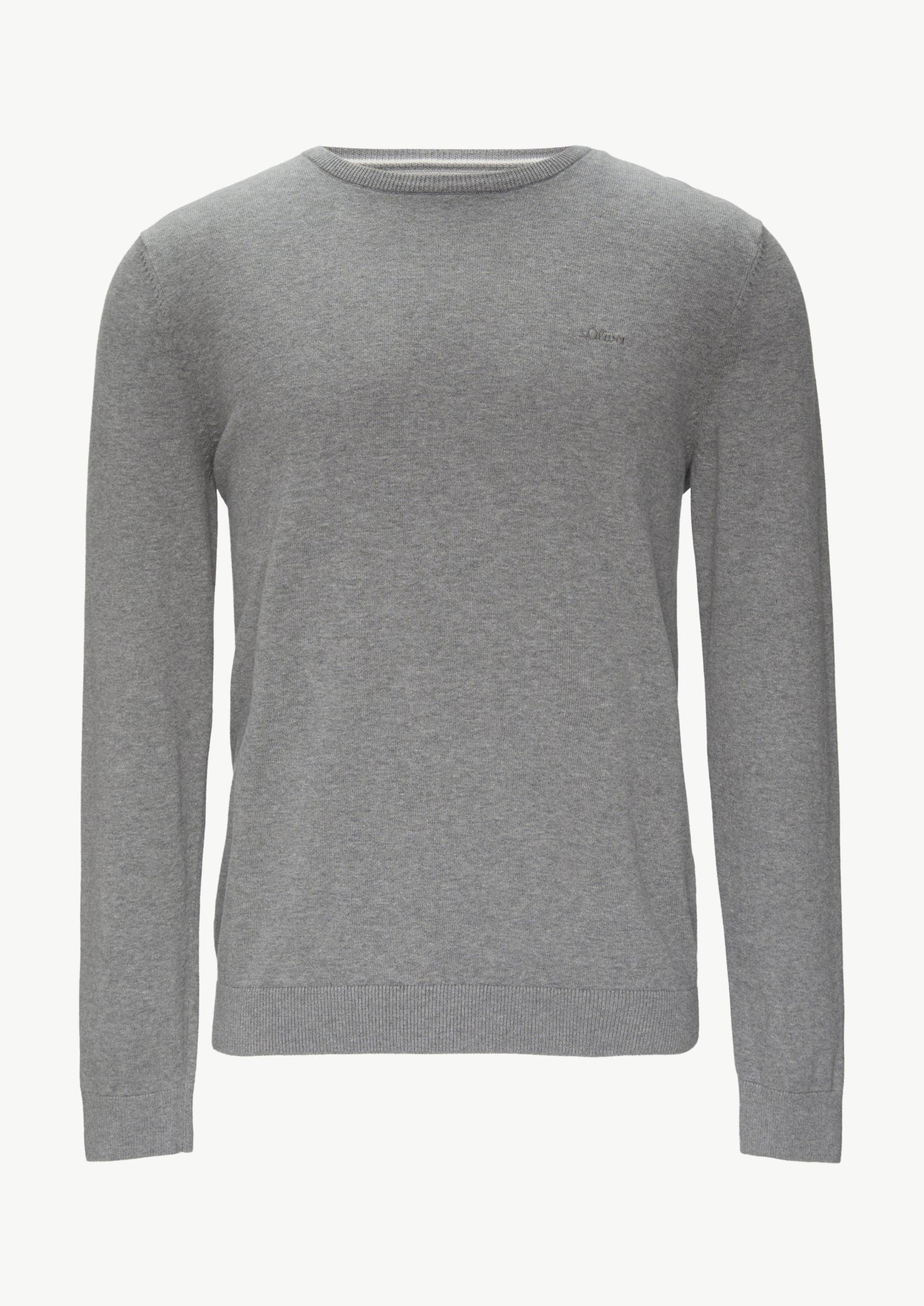 s.Oliver - Strickpullover mit Logo-Stickerei, Herren, grau von s.Oliver