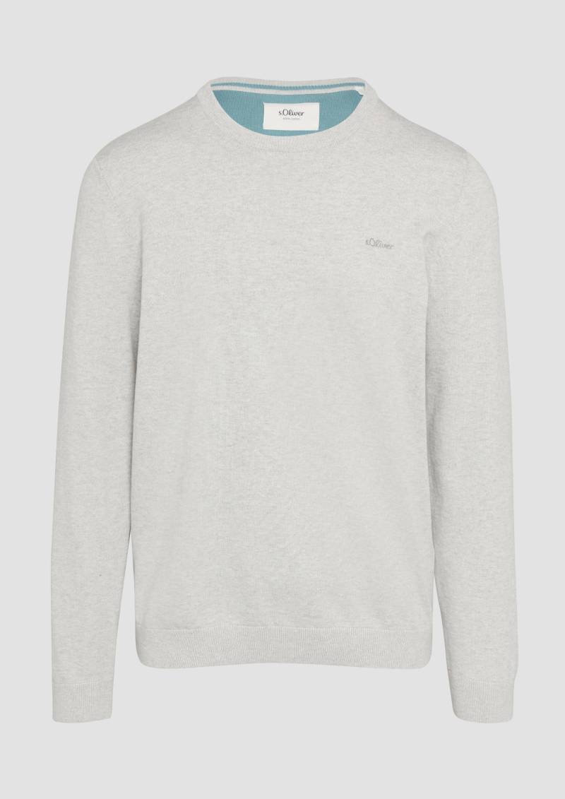 s.Oliver - Strickpullover mit Logo-Stickerei, Herren, grau von s.Oliver