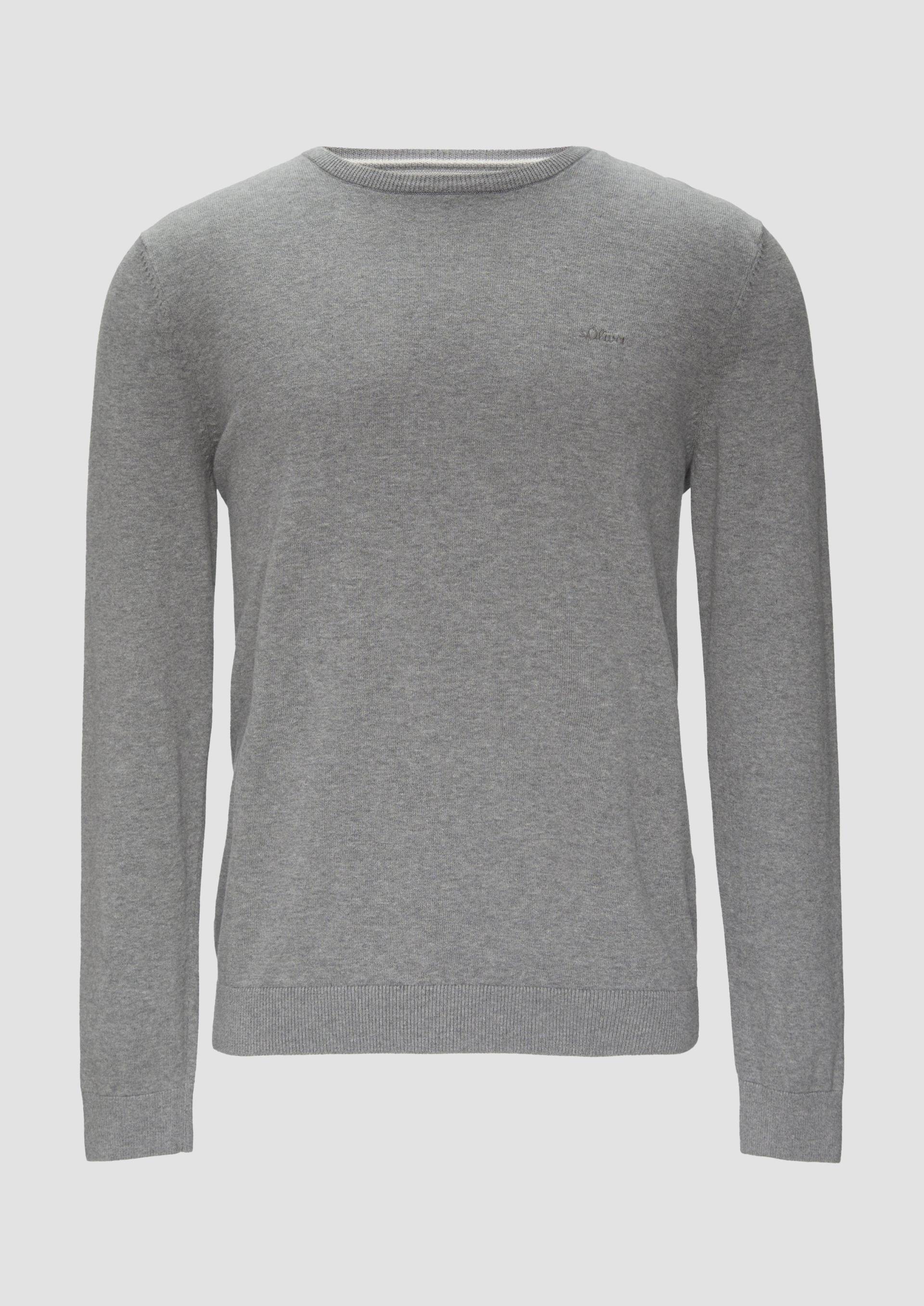 s.Oliver - Strickpullover mit Logo-Stickerei, Herren, grau von s.Oliver