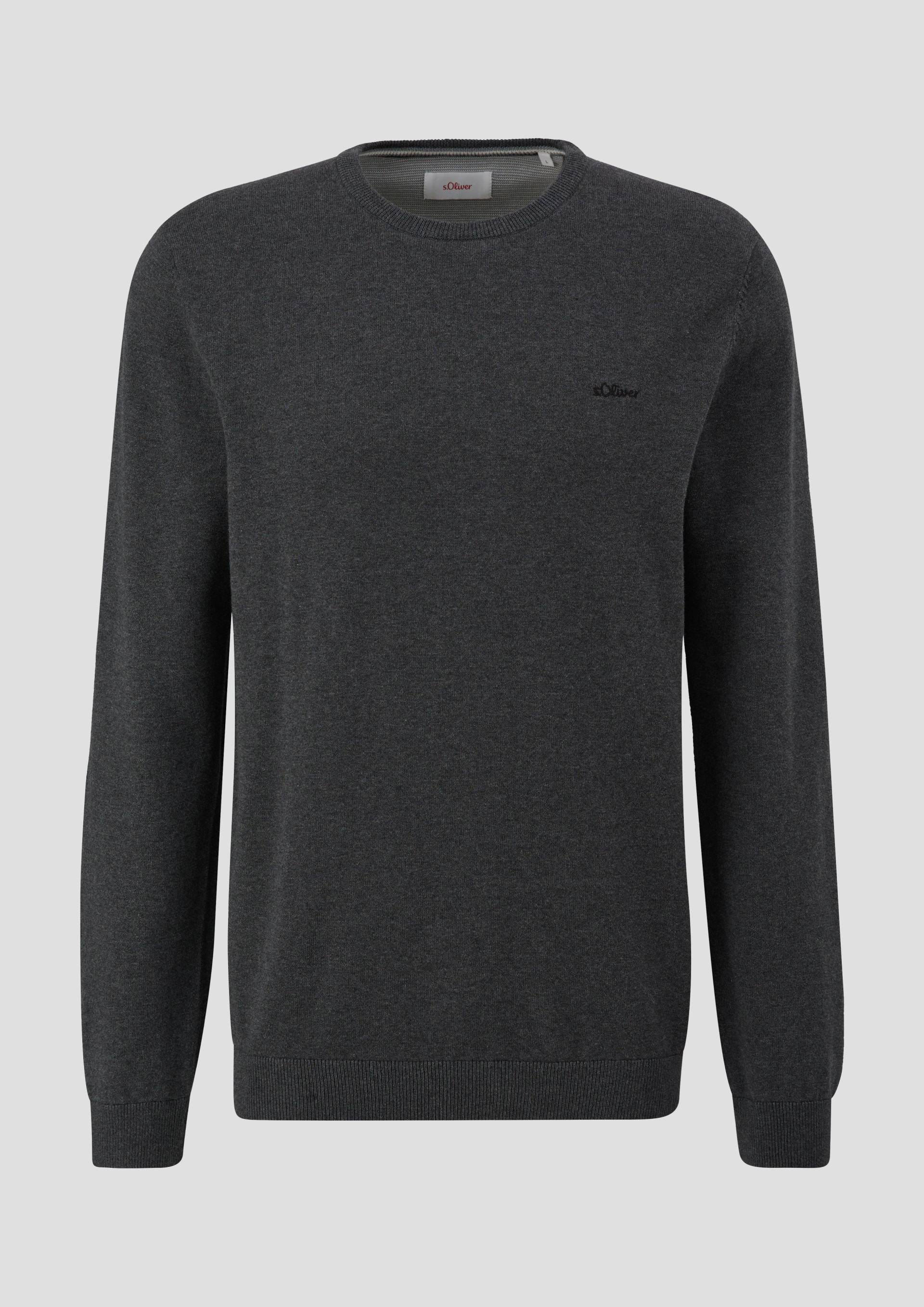 s.Oliver - Strickpullover mit Logo-Stickerei, Herren, grau von s.Oliver