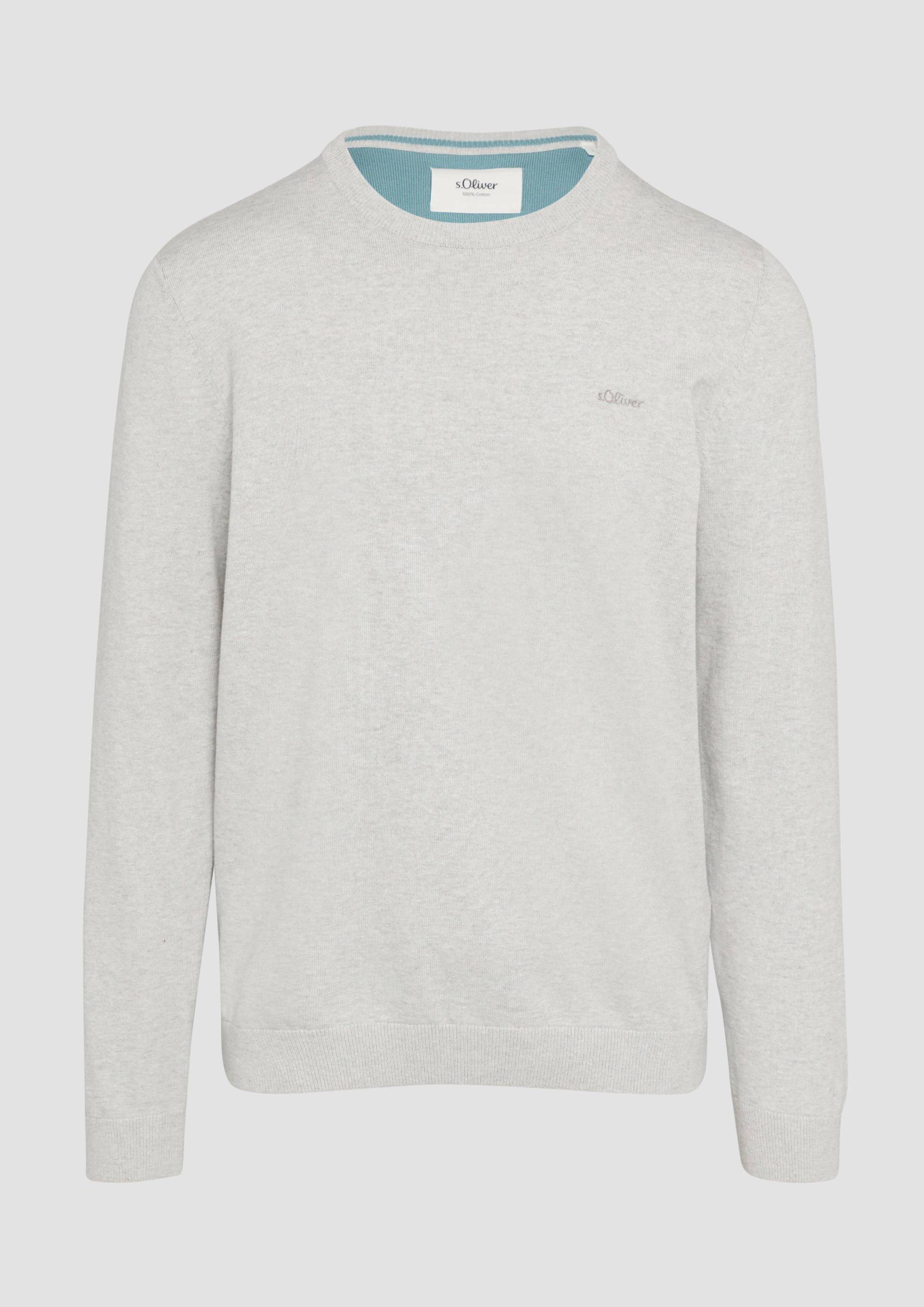 s.Oliver - Strickpullover mit Logo-Stickerei, Herren, grau von s.Oliver