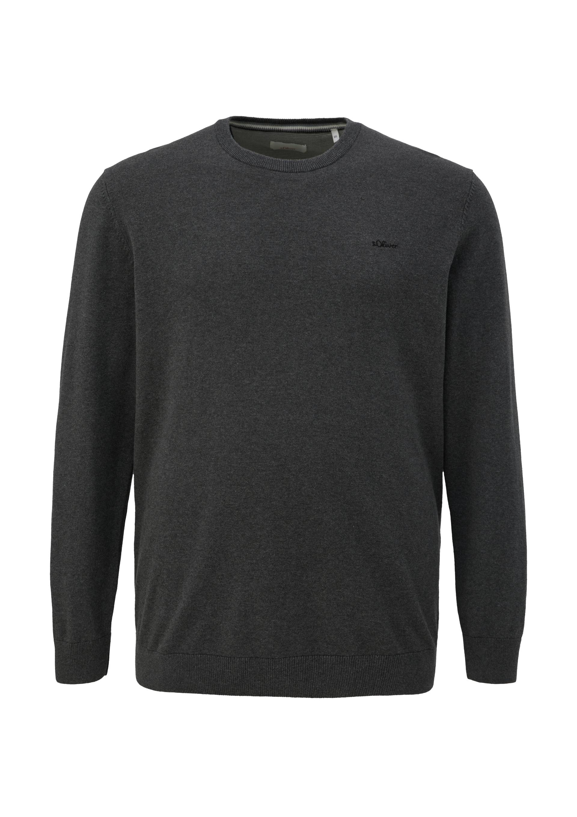 s.Oliver - Strickpullover mit Logo-Stickerei, Herren, grau von s.Oliver