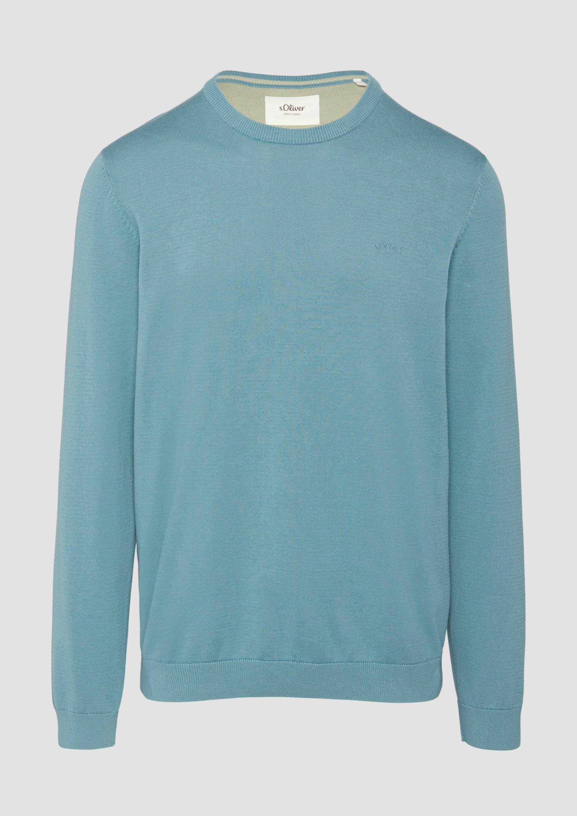 s.Oliver - Strickpullover mit Logo-Stickerei, Herren, türkis von s.Oliver