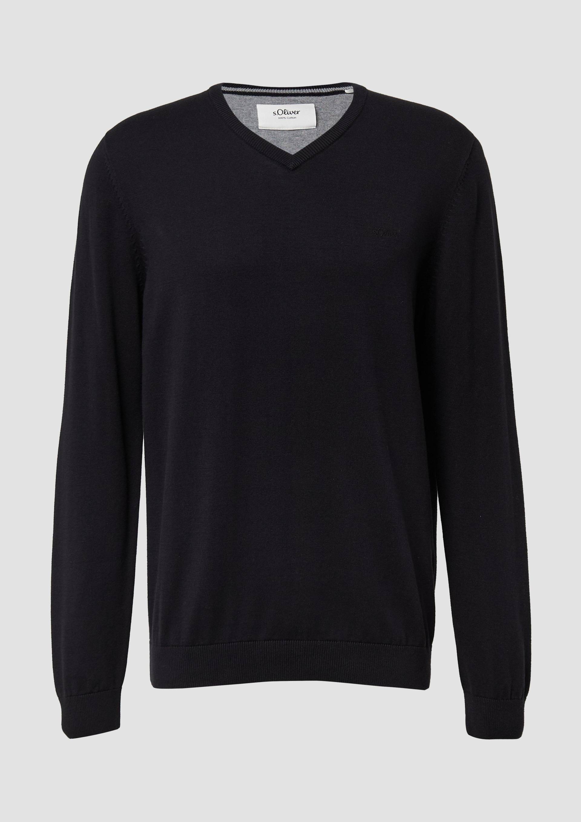 s.Oliver - Strickpullover mit Logo-Stickerei, Herren, schwarz s.Oliver - Strickpullover mit Logo-Stickerei, Herren, schwarz von s.Oliver
