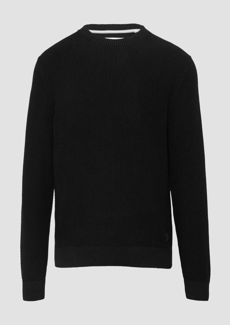s.Oliver - Strickpullover mit Musterstruktur, Herren, schwarz von s.Oliver
