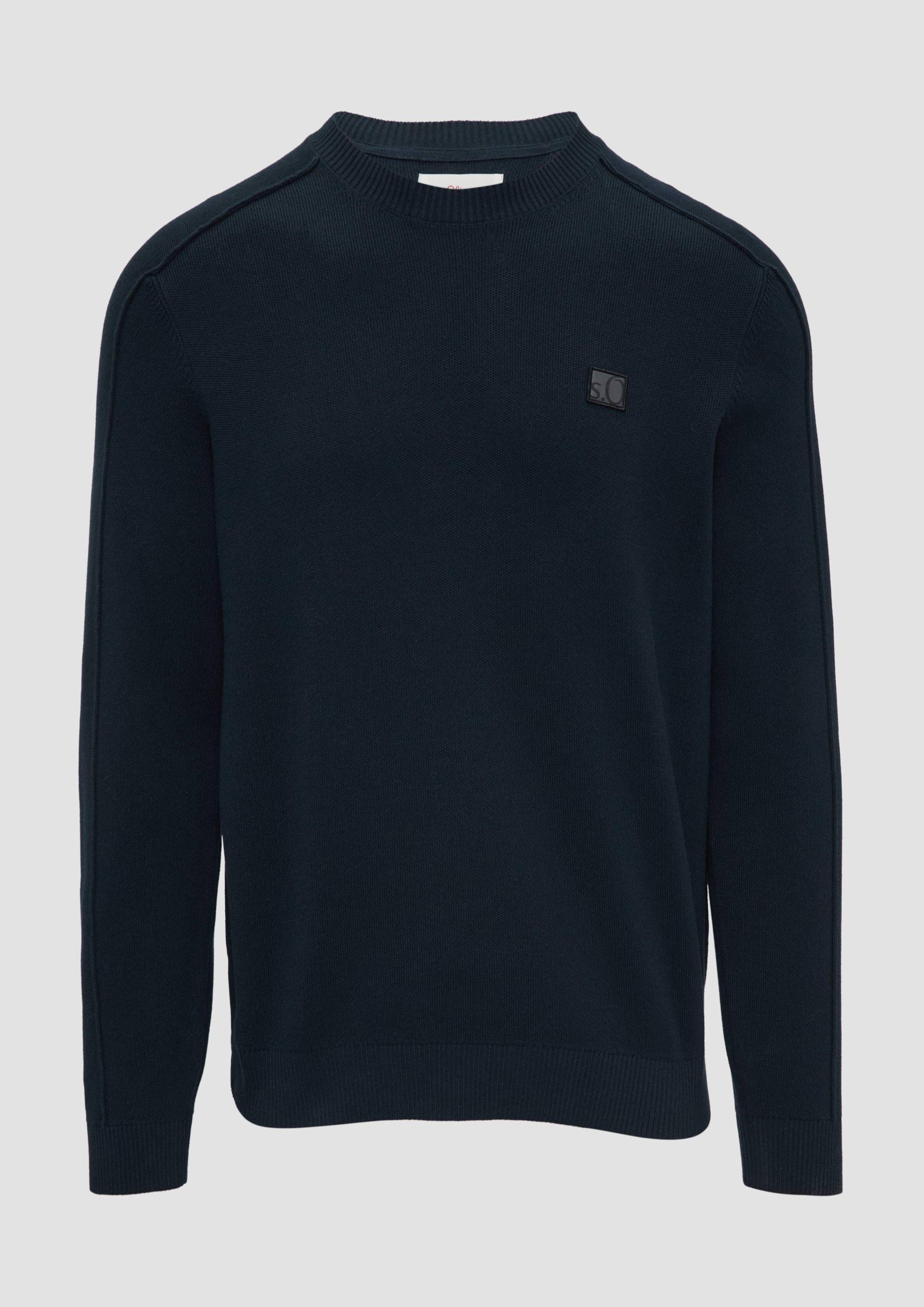 s.Oliver - Strickpullover mit Nahtdetails und Logo, Herren, blau von s.Oliver