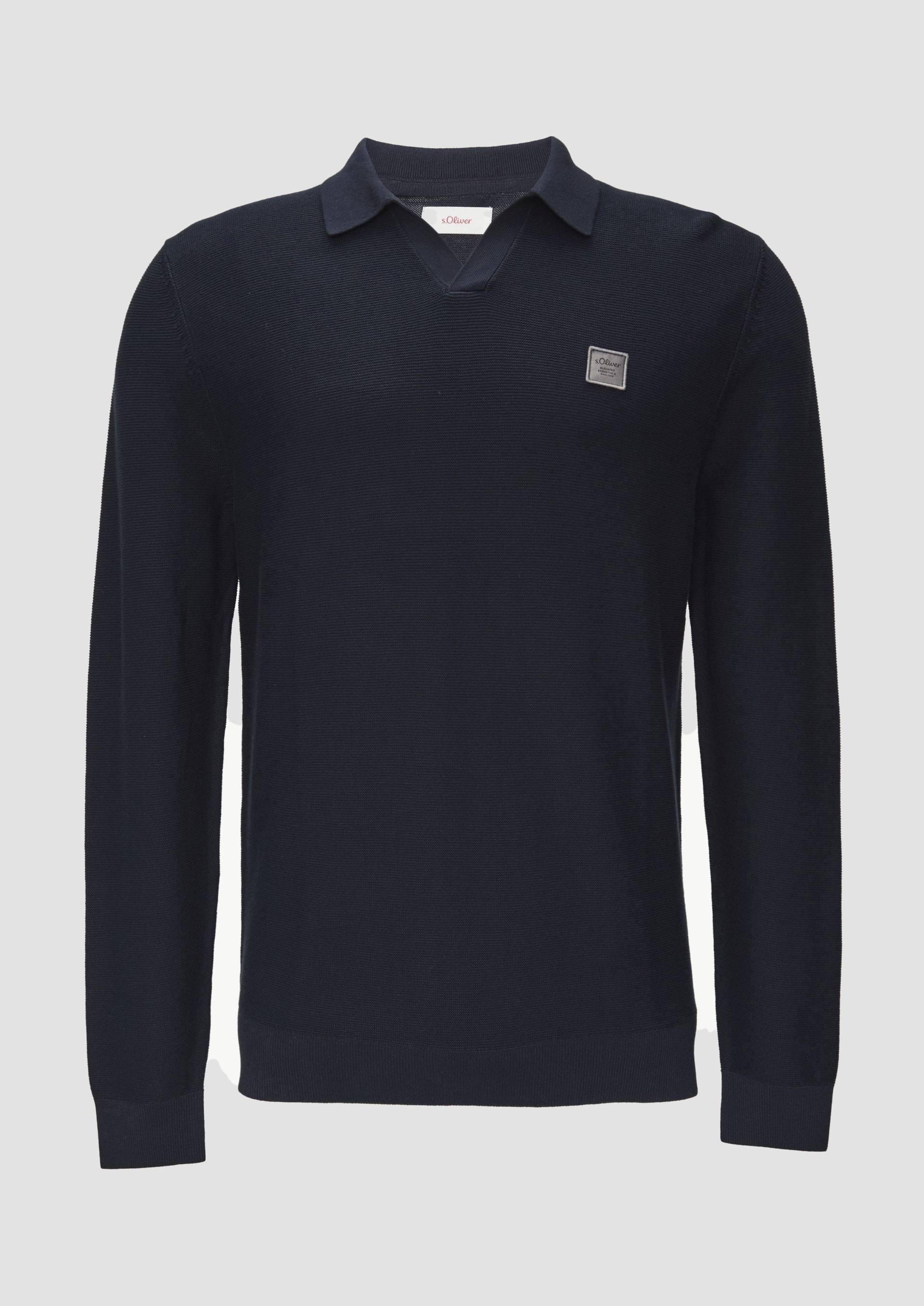 s.Oliver - Strickpullover mit Polokragen und Garment Dye, Herren, blau von s.Oliver