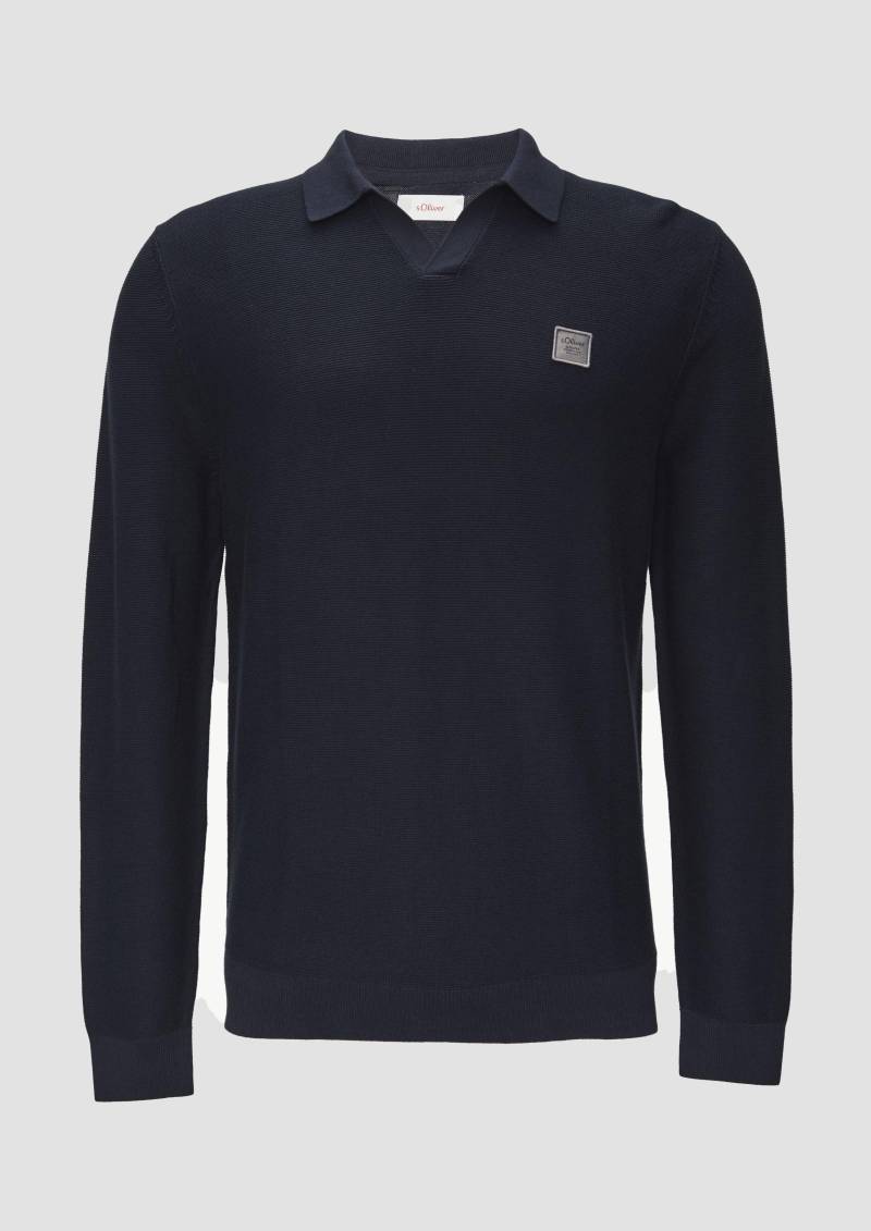 s.Oliver - Strickpullover mit Polokragen und Garment Dye, Herren, blau von s.Oliver