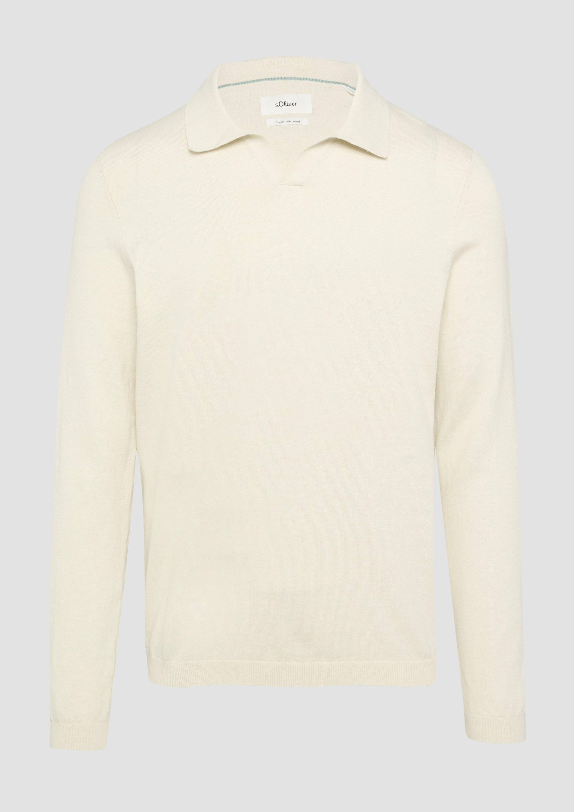 s.Oliver - Strickpullover mit Polokragen und Seide, Herren, creme von s.Oliver