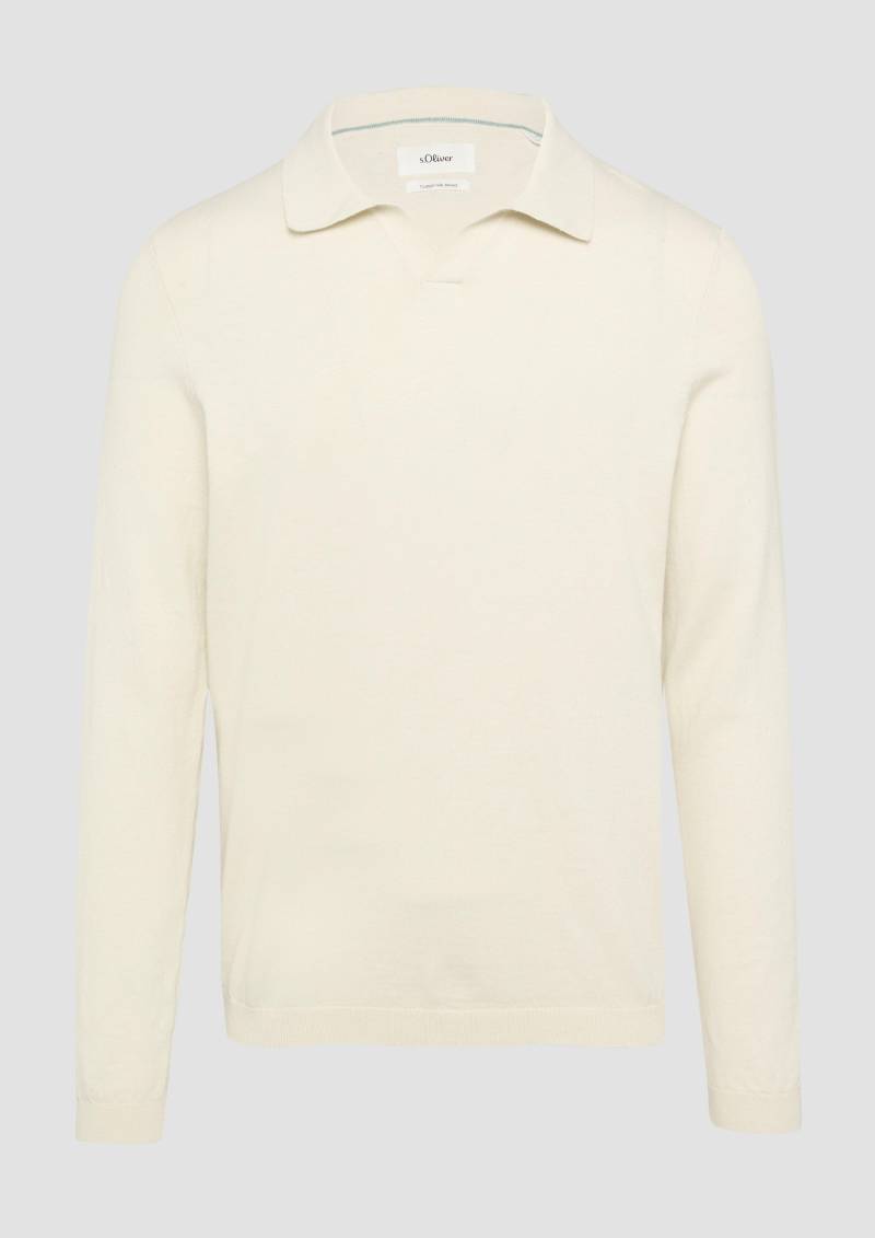 s.Oliver - Strickpullover mit Polokragen und Seide, Herren, creme von s.Oliver