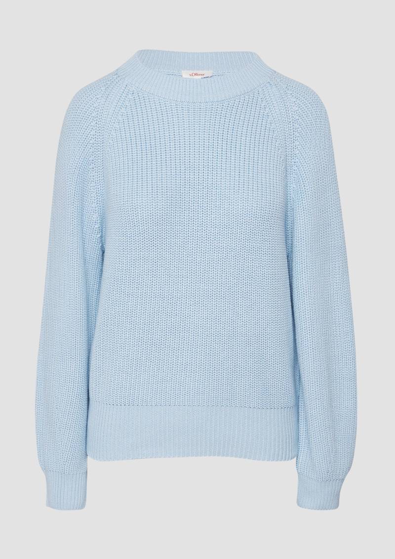 s.Oliver - Strickpullover mit Raglan-Ärmeln und Rippbündchen, Damen, blau von s.Oliver