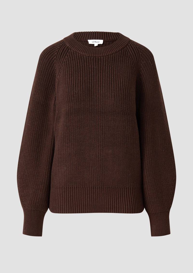 s.Oliver - Strickpullover mit Raglanärmeln im Relaxed Fit, Damen, braun von s.Oliver