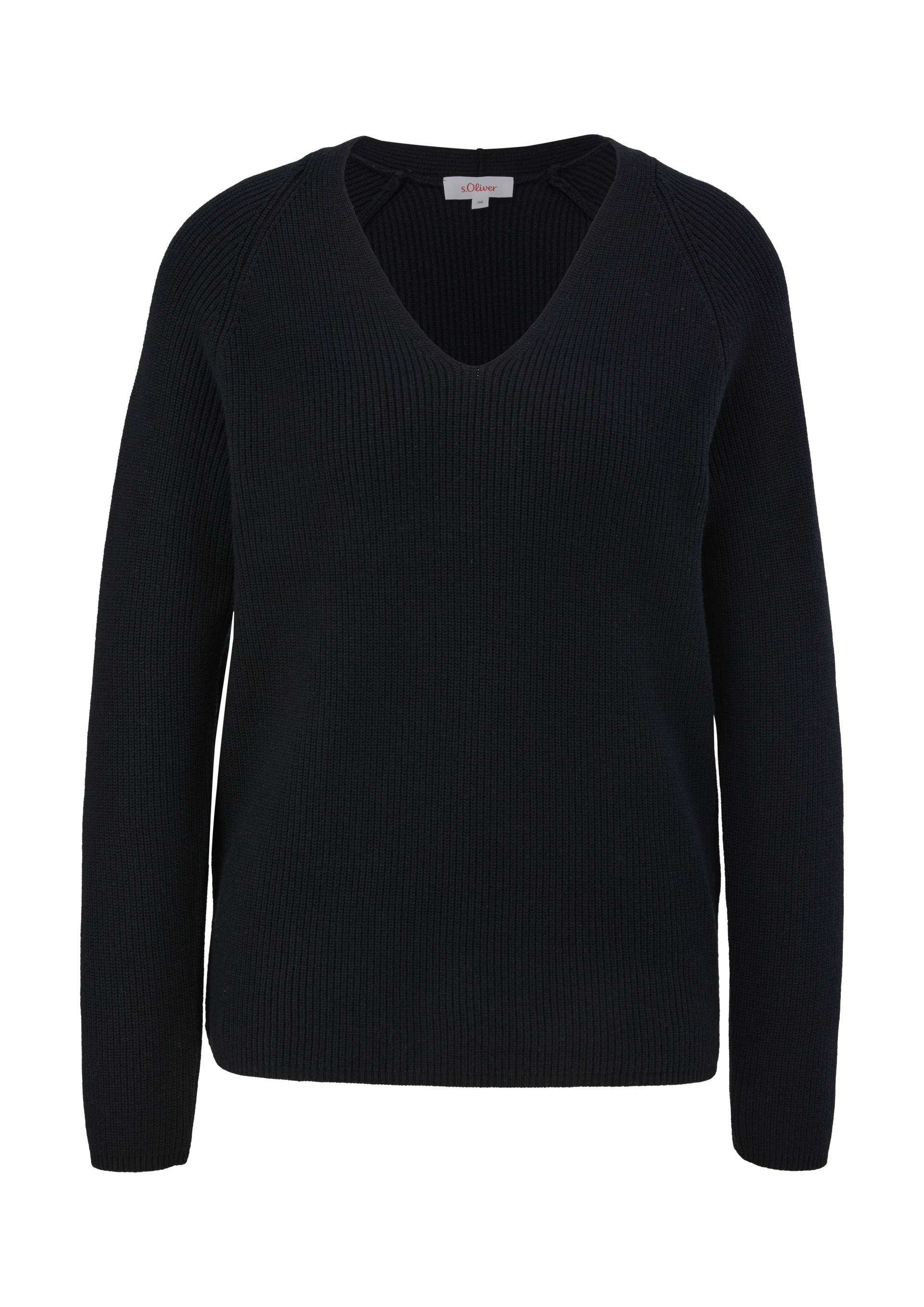 s.Oliver - Strickpullover mit Raglanärmeln, Damen, schwarz von s.Oliver