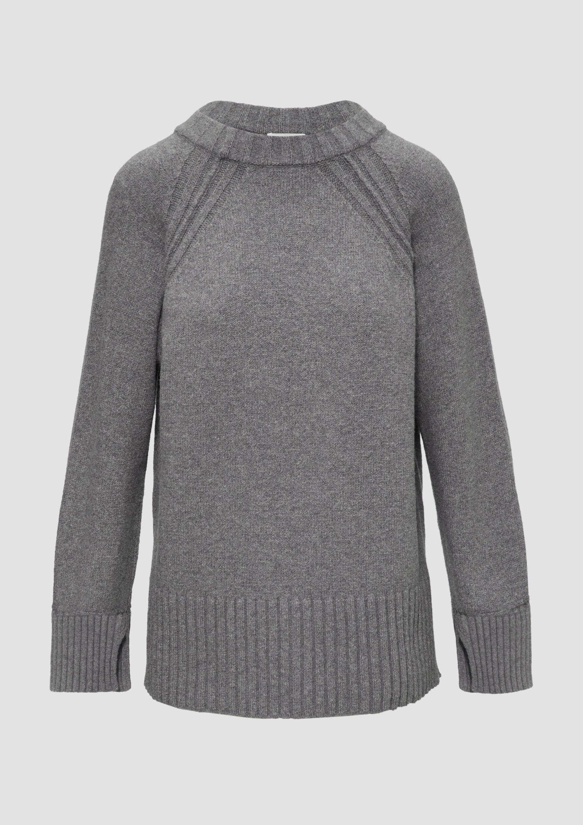 s.Oliver - Strickpullover mit Raglanärmeln und Schlitz am Saum, Damen, grau von s.Oliver