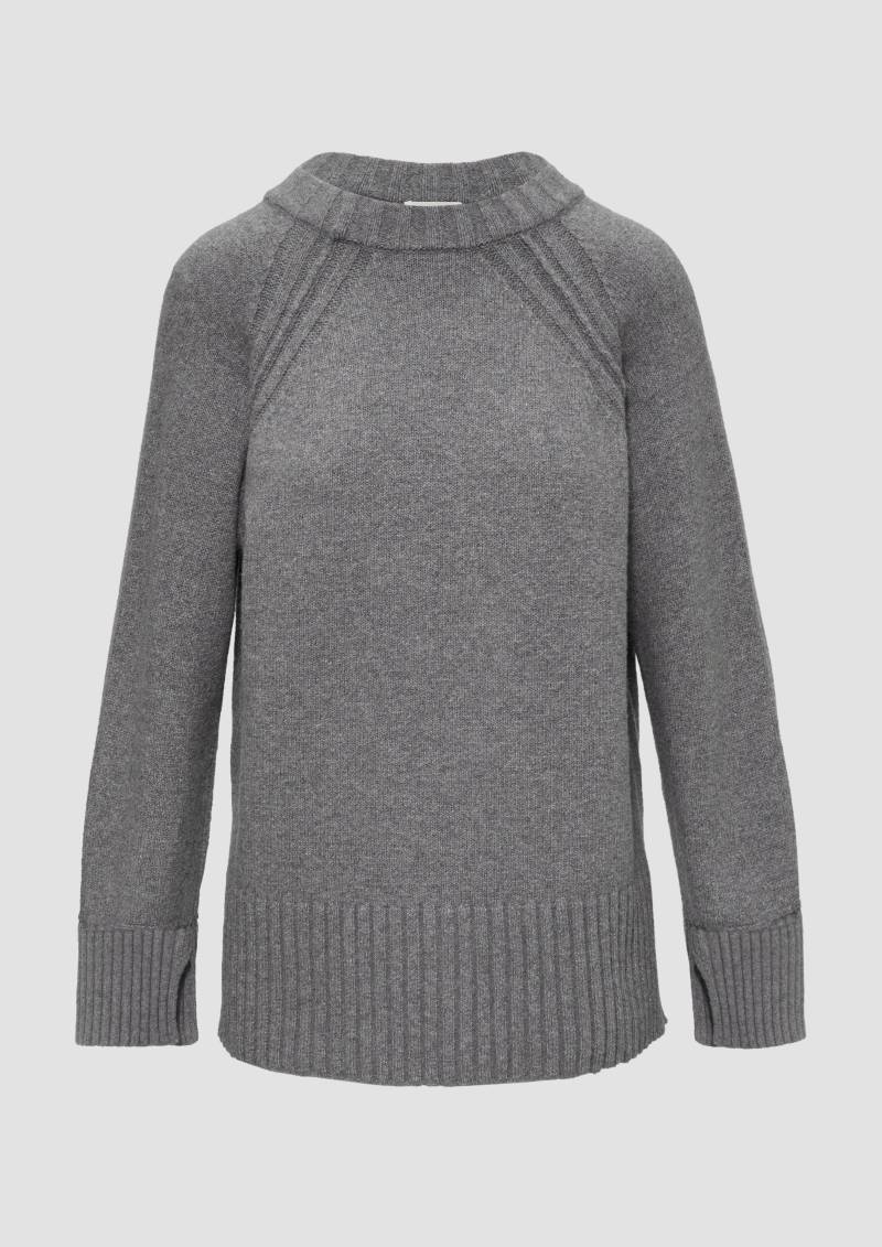 s.Oliver - Strickpullover mit Raglanärmeln und Schlitz am Saum, Damen, grau von s.Oliver