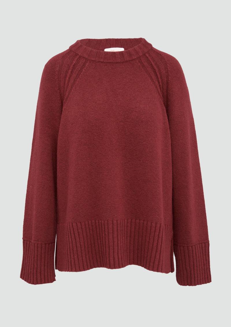 s.Oliver - Strickpullover mit Raglanärmeln und Schlitz am Saum, Damen, rot von s.Oliver