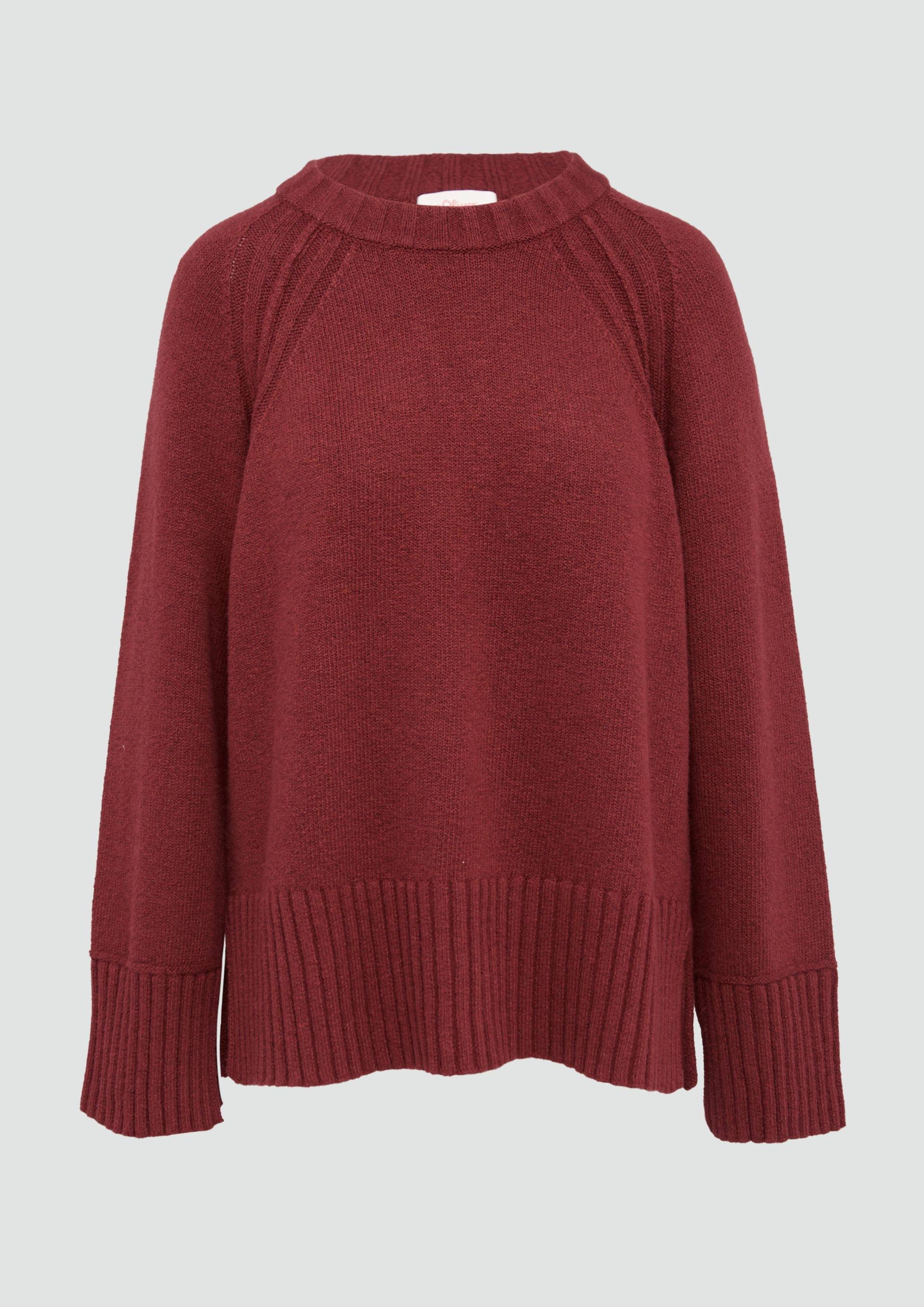 s.Oliver - Strickpullover mit Raglanärmeln und Schlitz am Saum, Damen, rot von s.Oliver