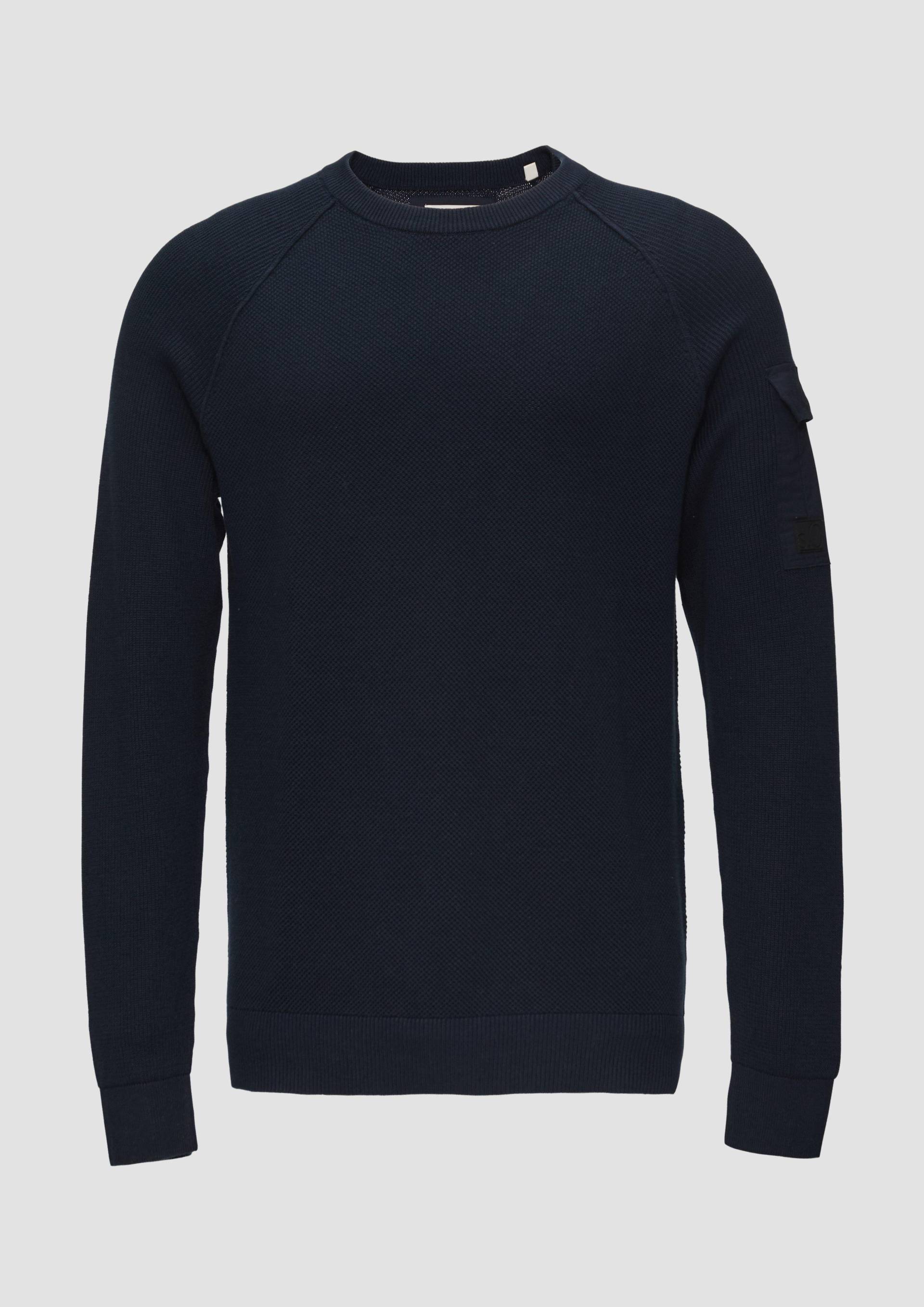 s.Oliver - Strickpullover mit Raglanärmeln und Strukturmix, Herren, blau von s.Oliver
