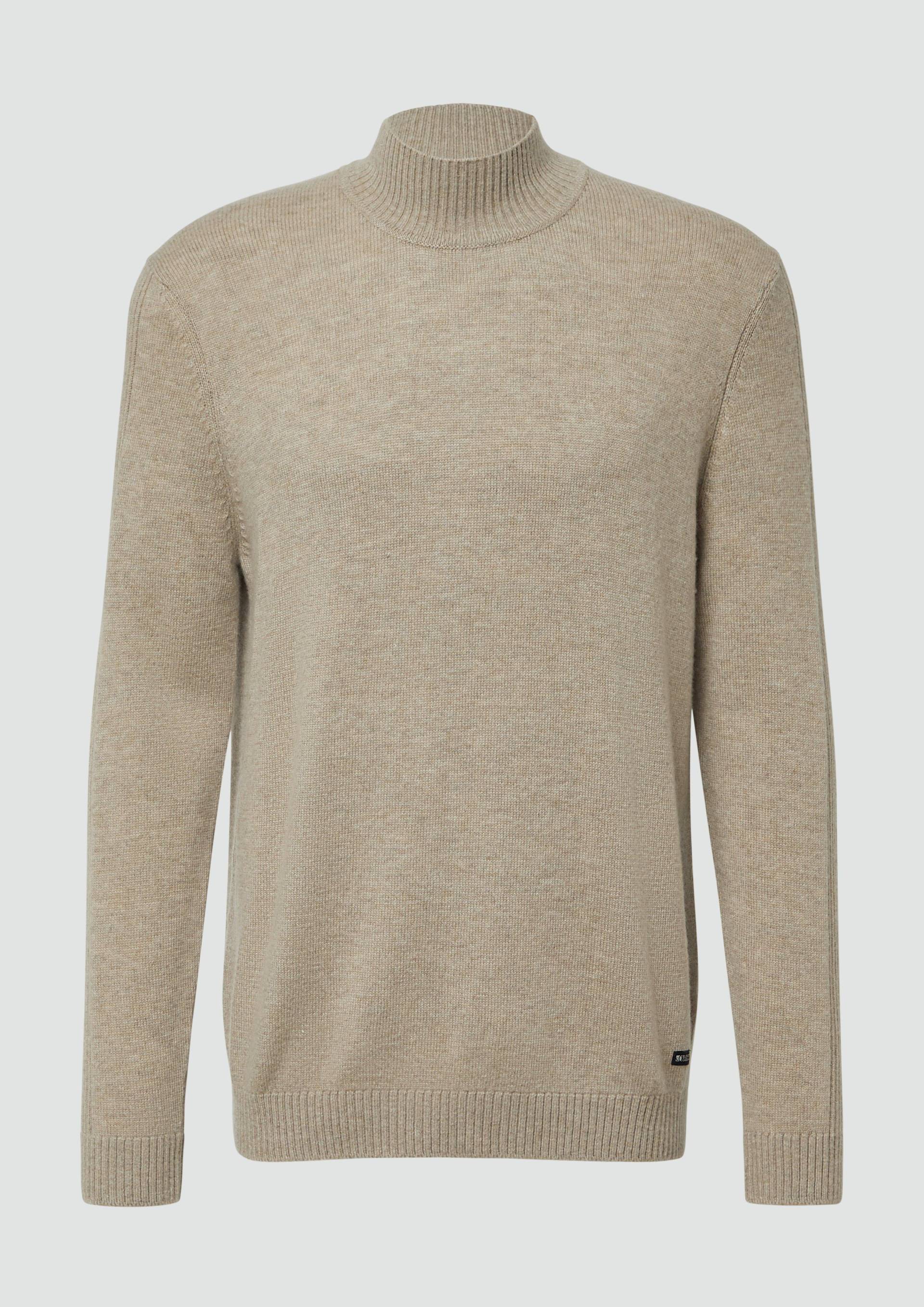 s.Oliver - Strickpullover aus Wollmix mit Stehkragen, Herren, Beige von s.Oliver