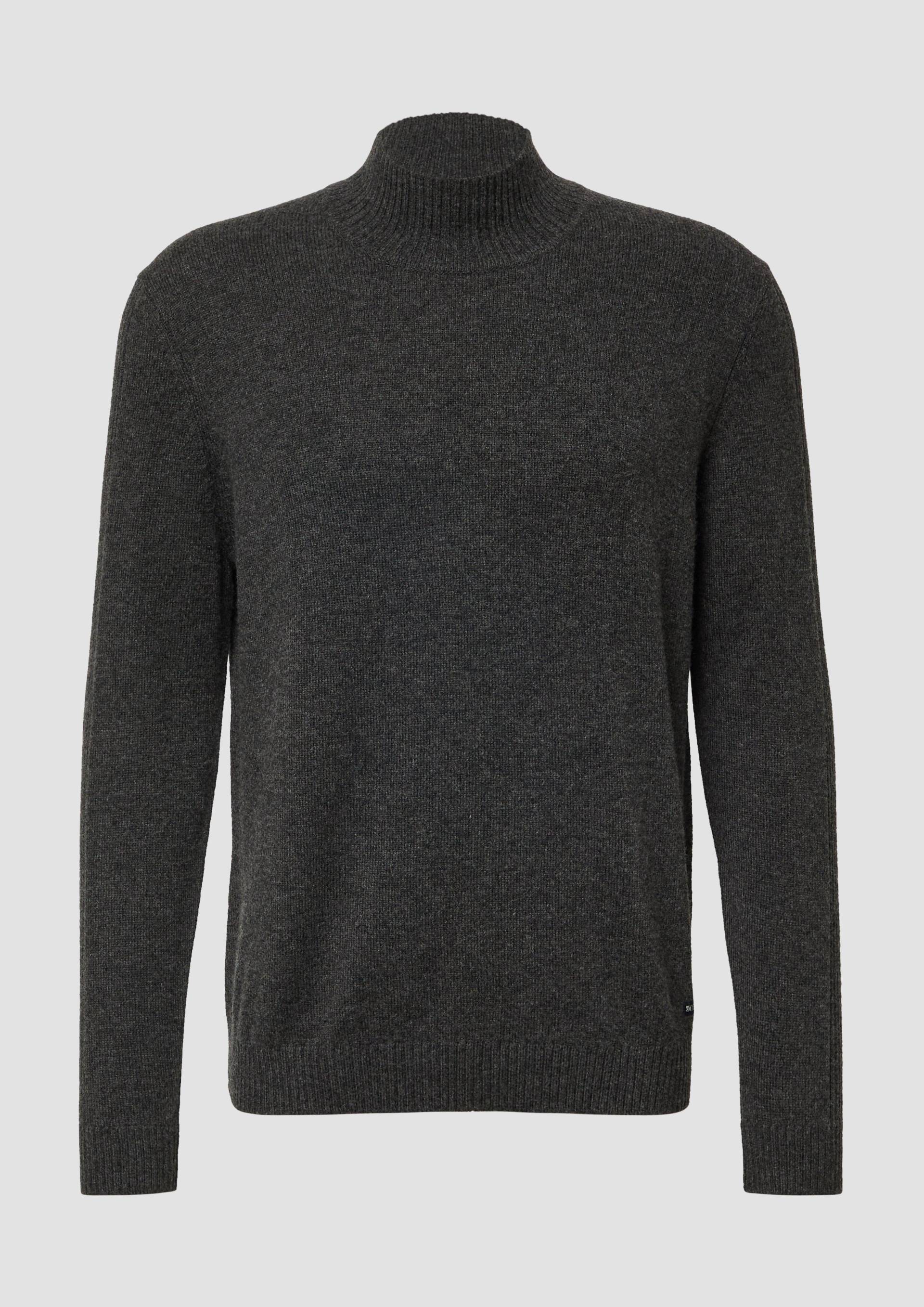 s.Oliver - Strickpullover aus Wollmix mit Stehkragen, Herren, grau von s.Oliver
