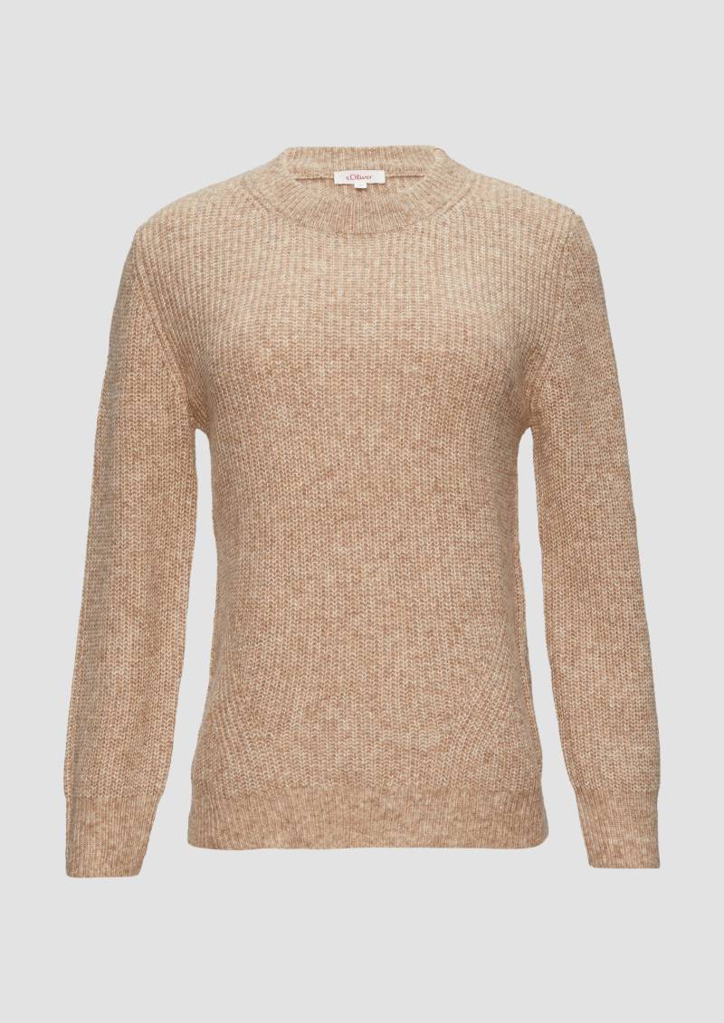 s.Oliver - Strickpullover mit Rippdetail und Crew Neck, Damen, braun von s.Oliver