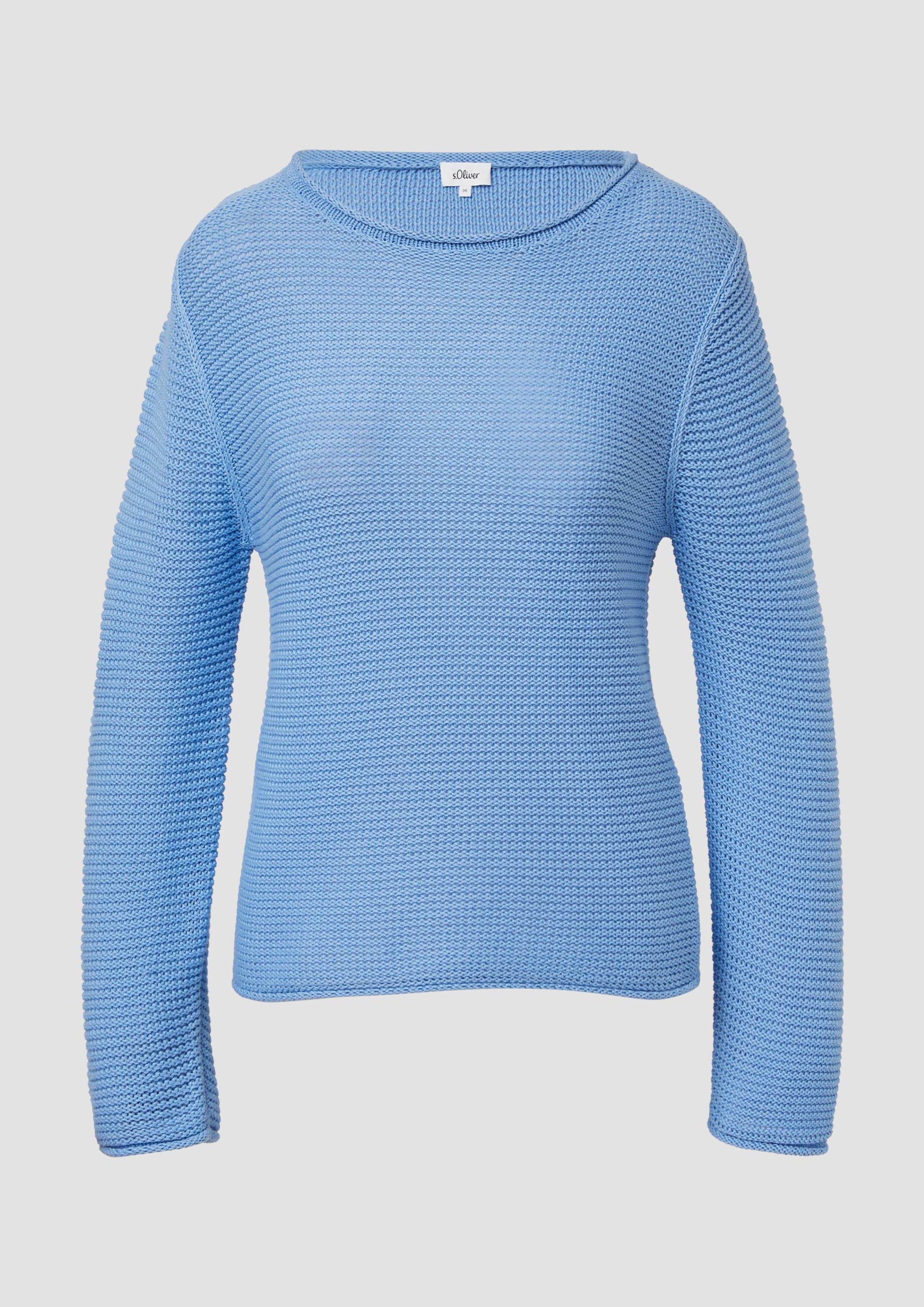s.Oliver - Leichter Strickpullover in Ripp-Optik, Damen, blau von s.Oliver