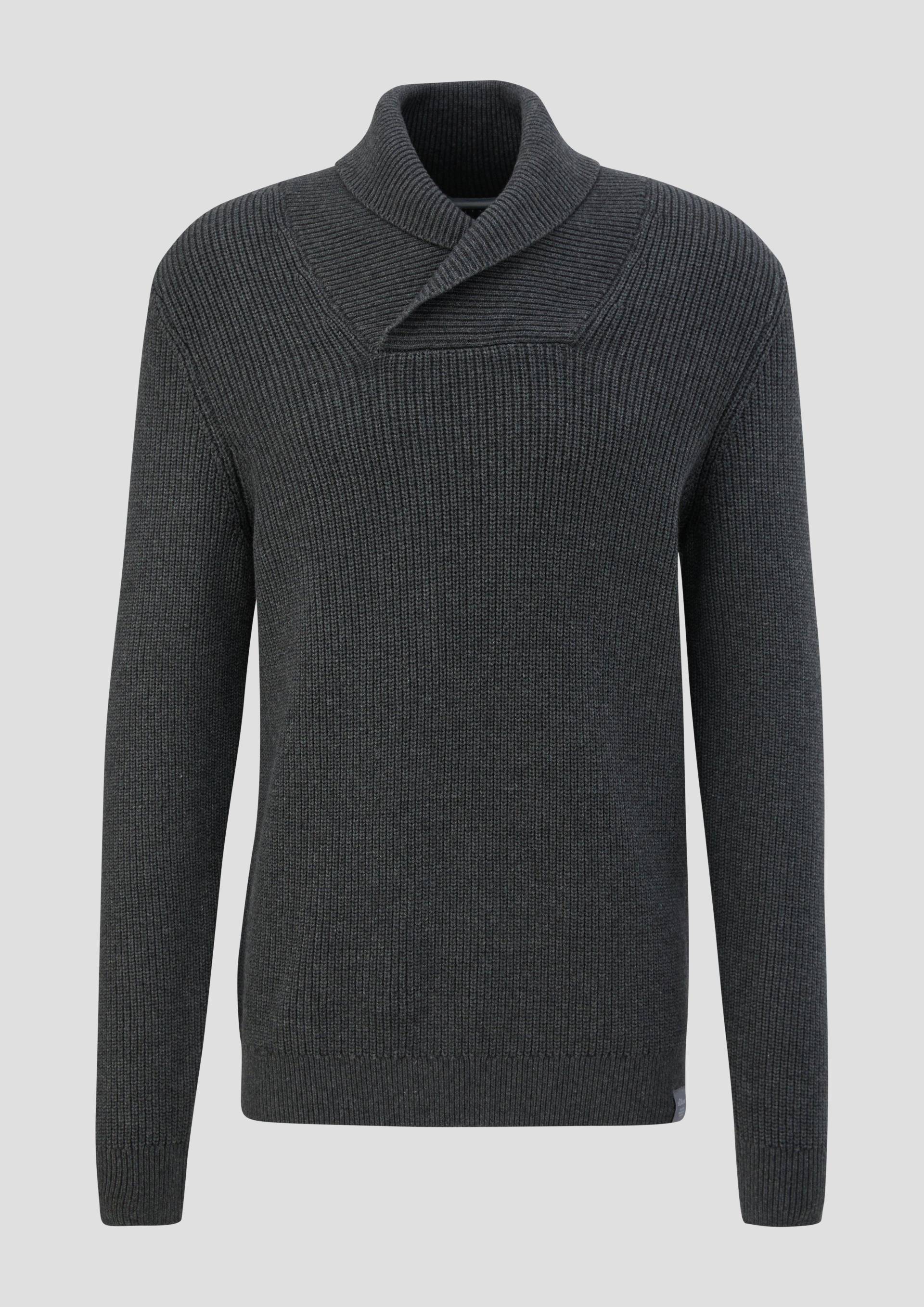 s.Oliver - Strickpullover mit Schalkragen, Herren, grau von s.Oliver