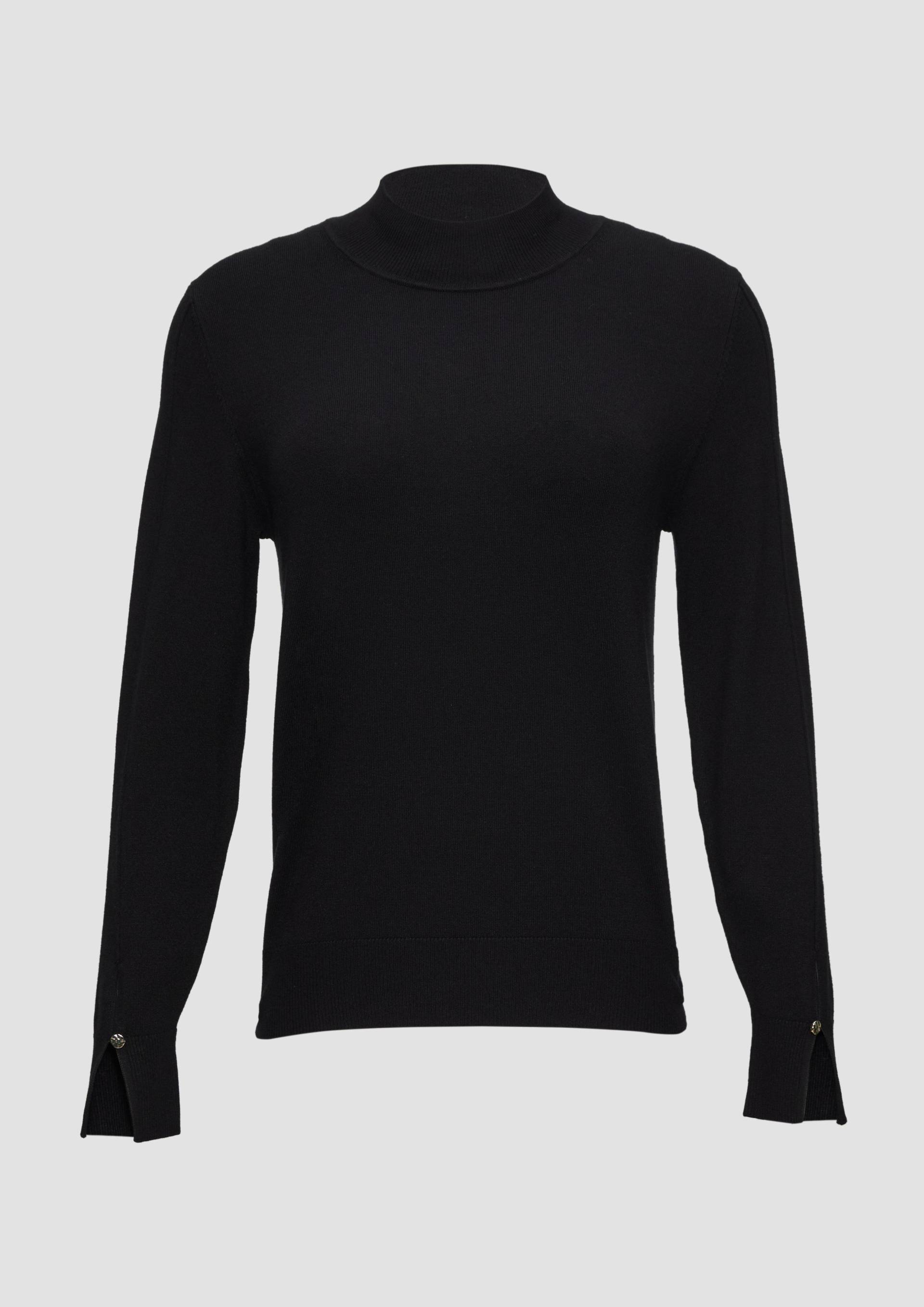 s.Oliver - Strickpullover mit Schlitz am Ärmel, Damen, schwarz von s.Oliver