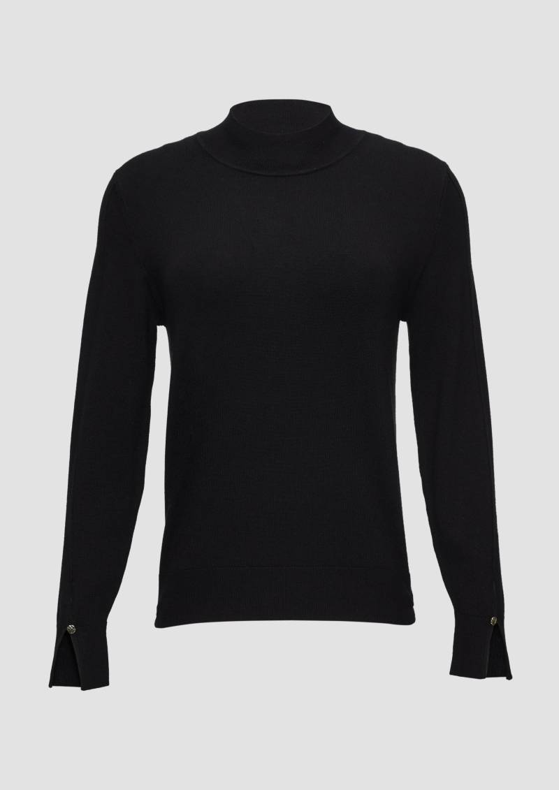 s.Oliver - Strickpullover mit Schlitz am Ärmel, Damen, schwarz von s.Oliver
