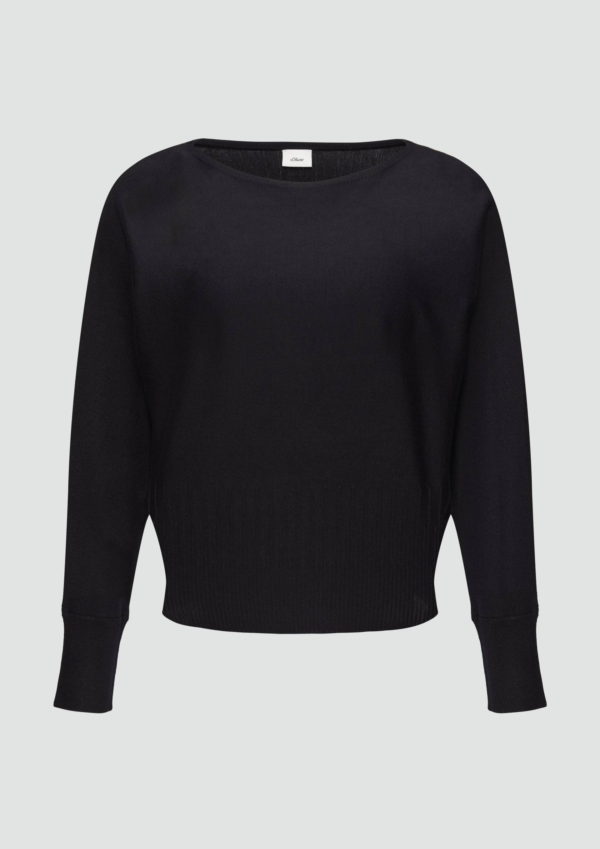 s.Oliver - Strickpullover mit Strukturmuster am Saum, Damen, schwarz von s.Oliver