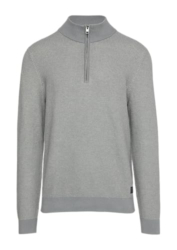 Strickpullover mit Troyer-Kragen und Bi-Color-Struktur schiefergrau XL von s.Oliver