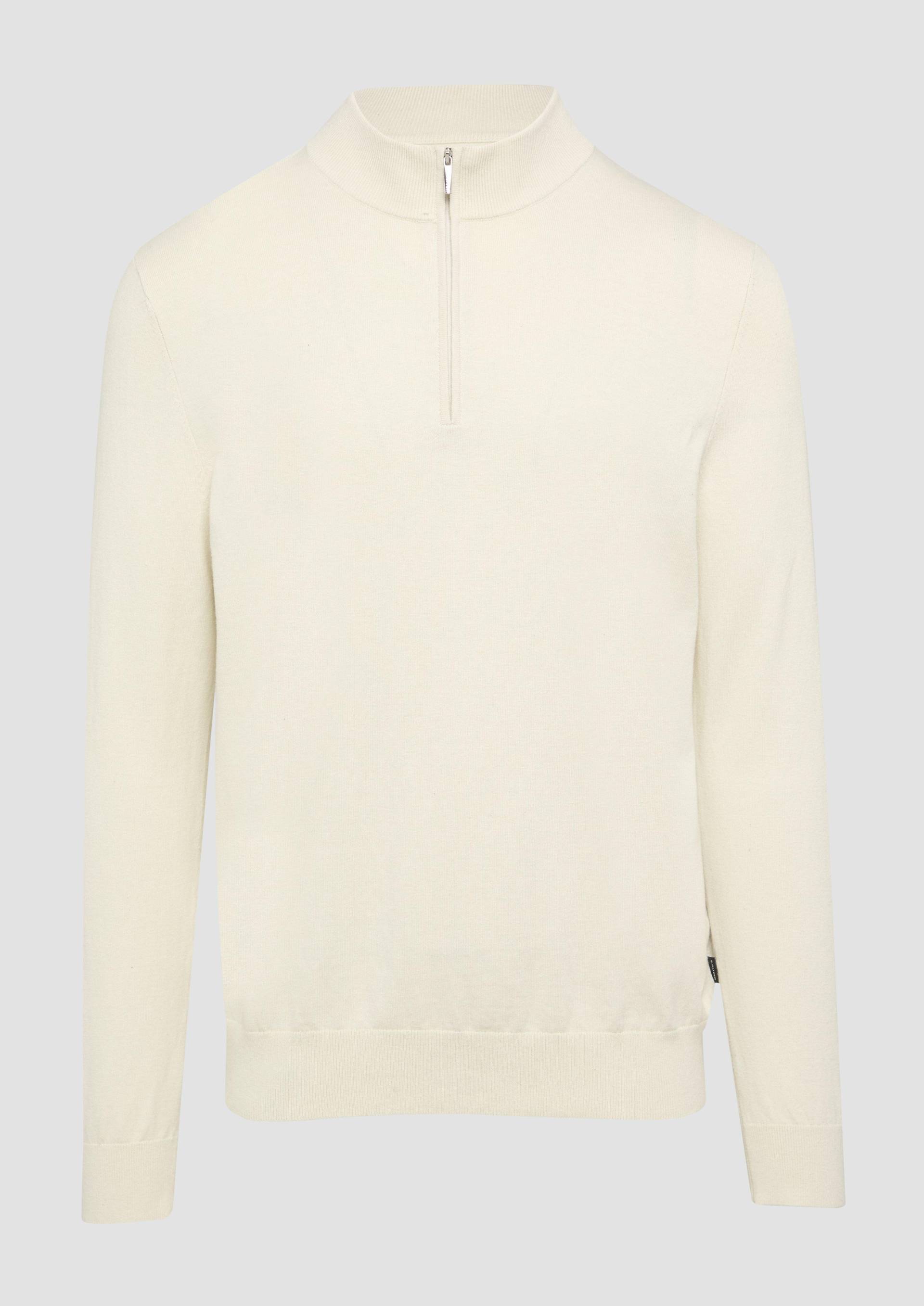 s.Oliver - Strickpullover mit Troyer-Kragen und Seide, Herren, creme von s.Oliver