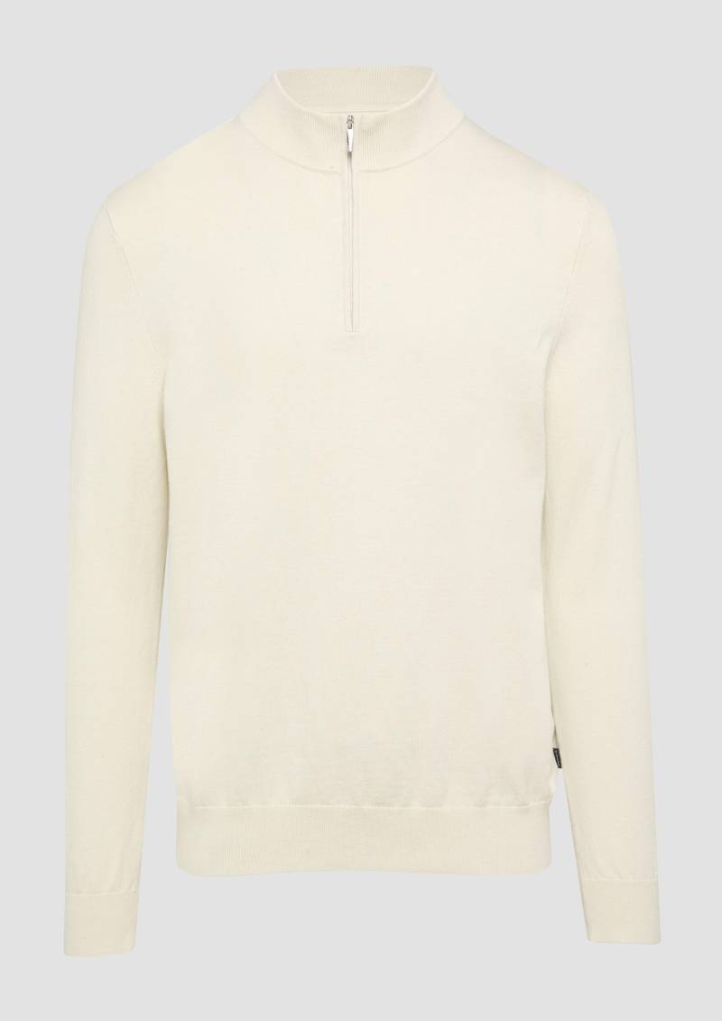 s.Oliver - Strickpullover mit Troyer-Kragen und Seide, Herren, creme von s.Oliver