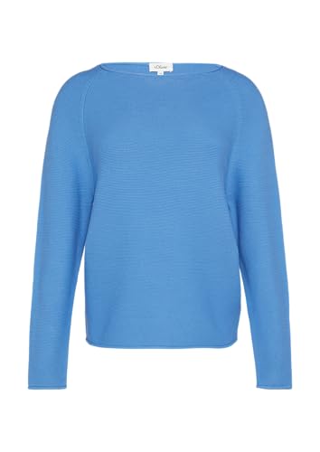 Strickpullover mit U-Boot-Ausschnitt und Rollsaum Royalblau 46 von s.Oliver