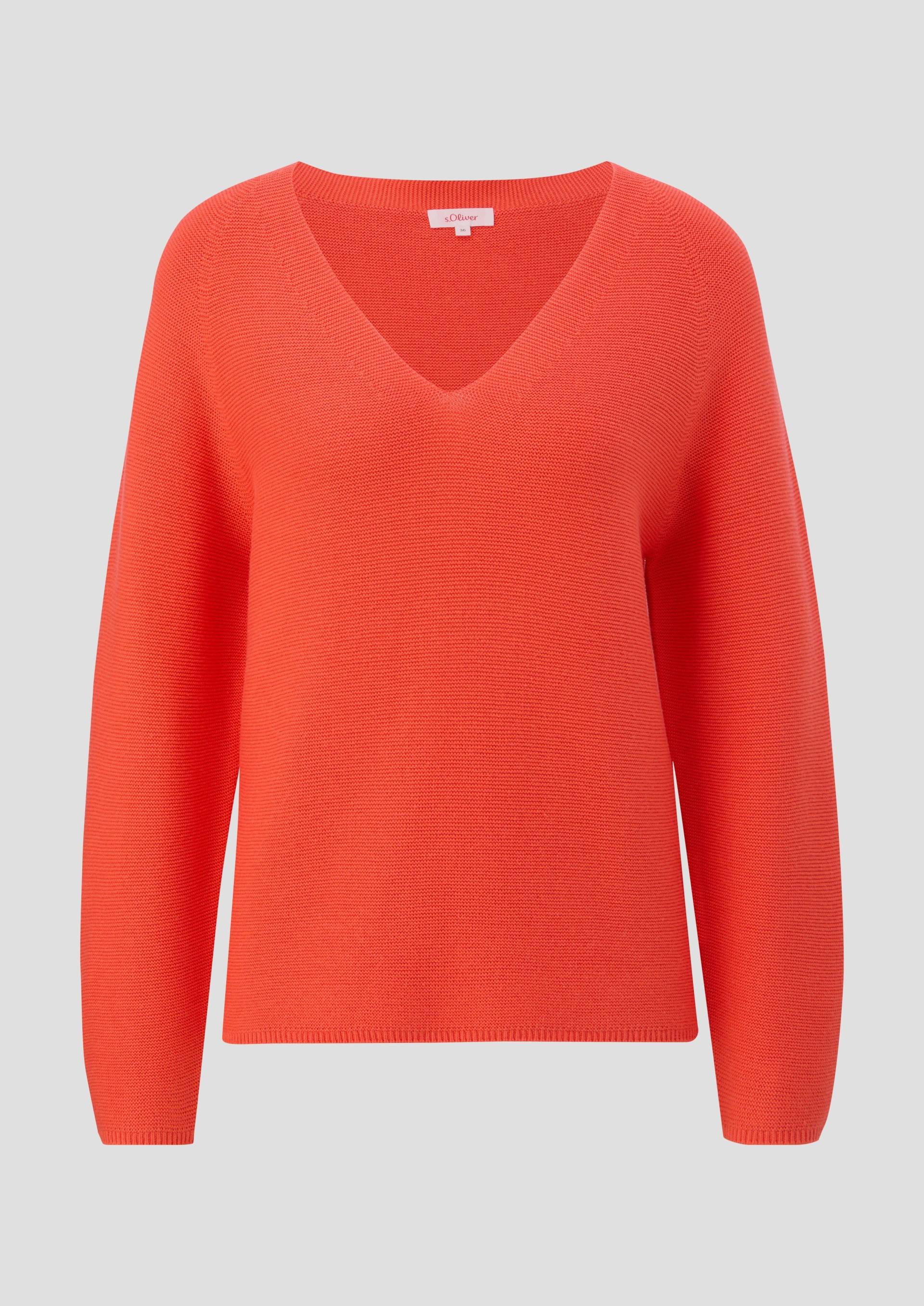 s.Oliver - Strickpullover mit V-Ausschnitt, Damen, Orange von s.Oliver