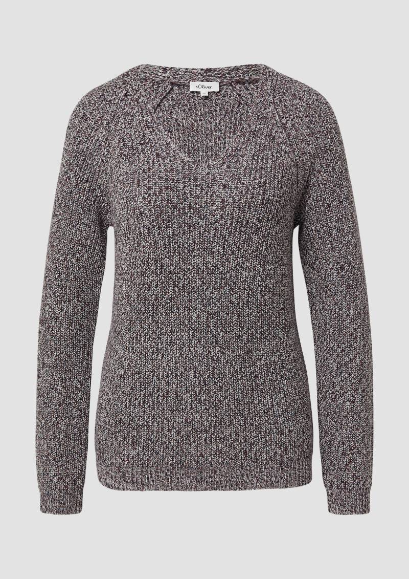 s.Oliver - Strickpullover mit V-Ausschnitt und Raglanärmeln, Damen, rot von s.Oliver