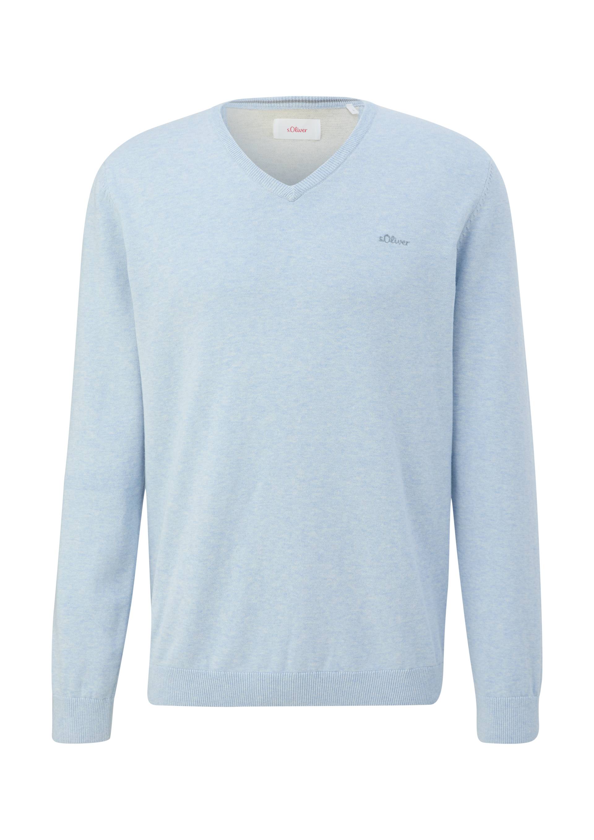 s.Oliver - Strickpullover mit V-Ausschnitt, Herren, blau von s.Oliver
