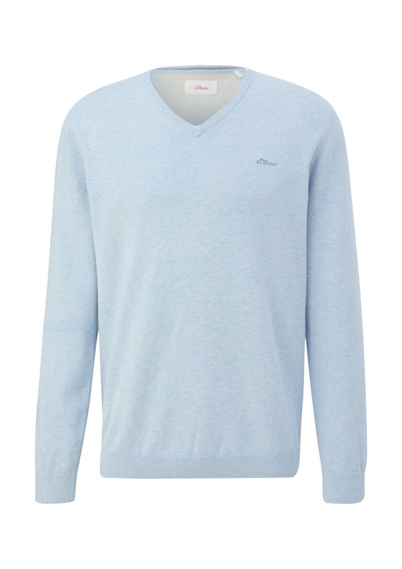 s.Oliver - Strickpullover mit V-Ausschnitt, Herren, blau von s.Oliver