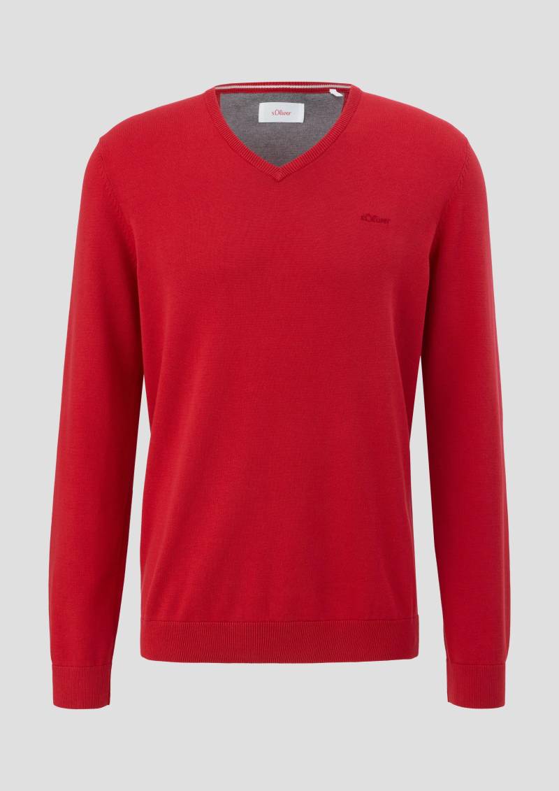 s.Oliver - Strickpullover mit V-Ausschnitt, Herren, rot von s.Oliver