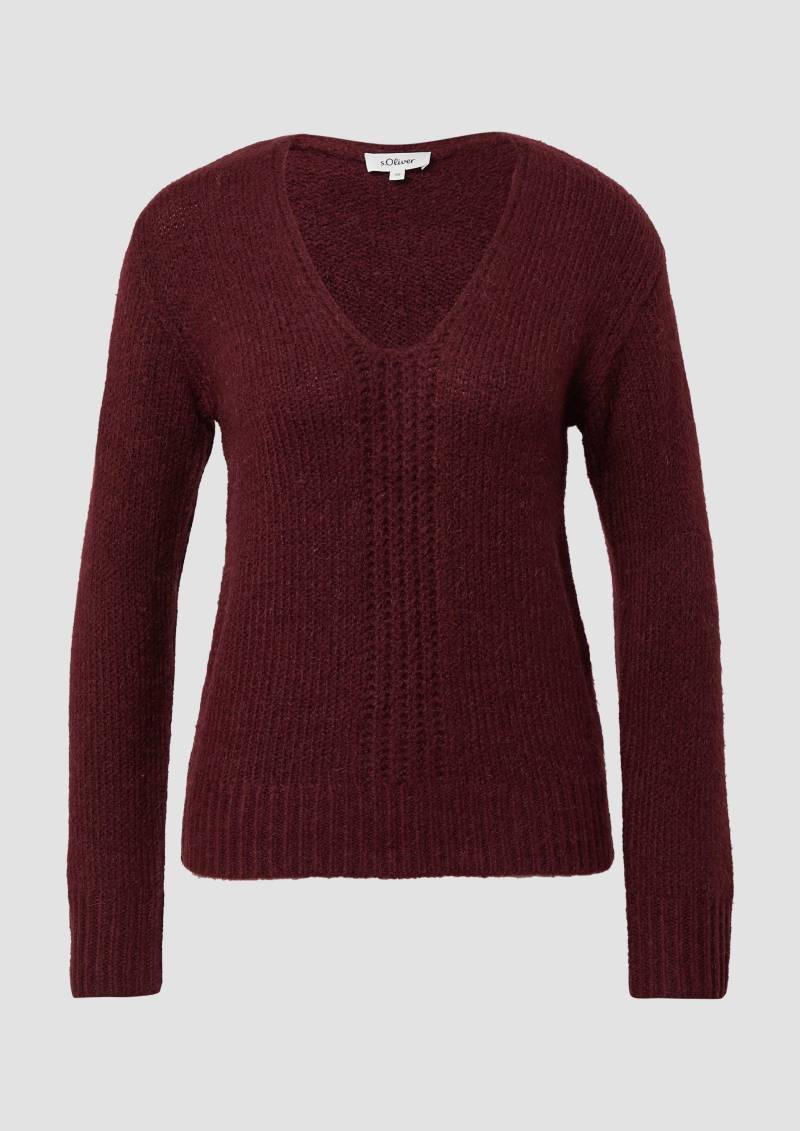 s.Oliver - Alpakamixpullover mit Strickmuster, Damen, rot von s.Oliver