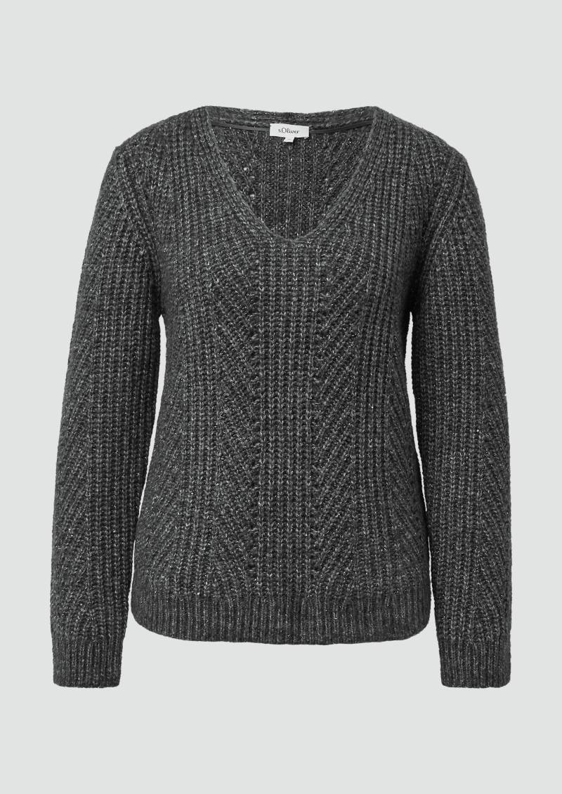 s.Oliver - Strickpullover mit Glitzergarn und Pailletten-Details, Damen, grau von s.Oliver