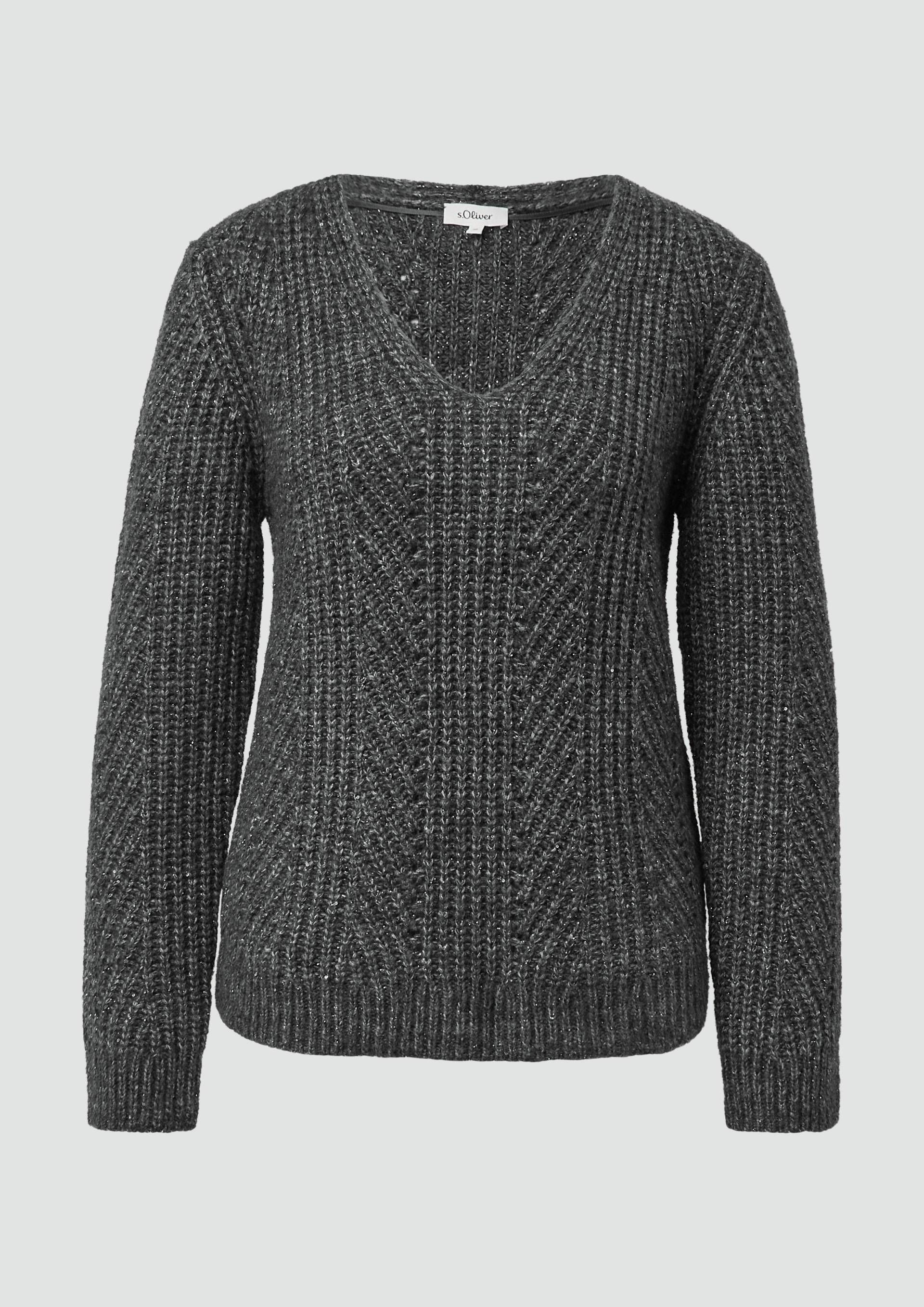 s.Oliver - Strickpullover mit Glitzergarn und Pailletten-Details, Damen, grau von s.Oliver