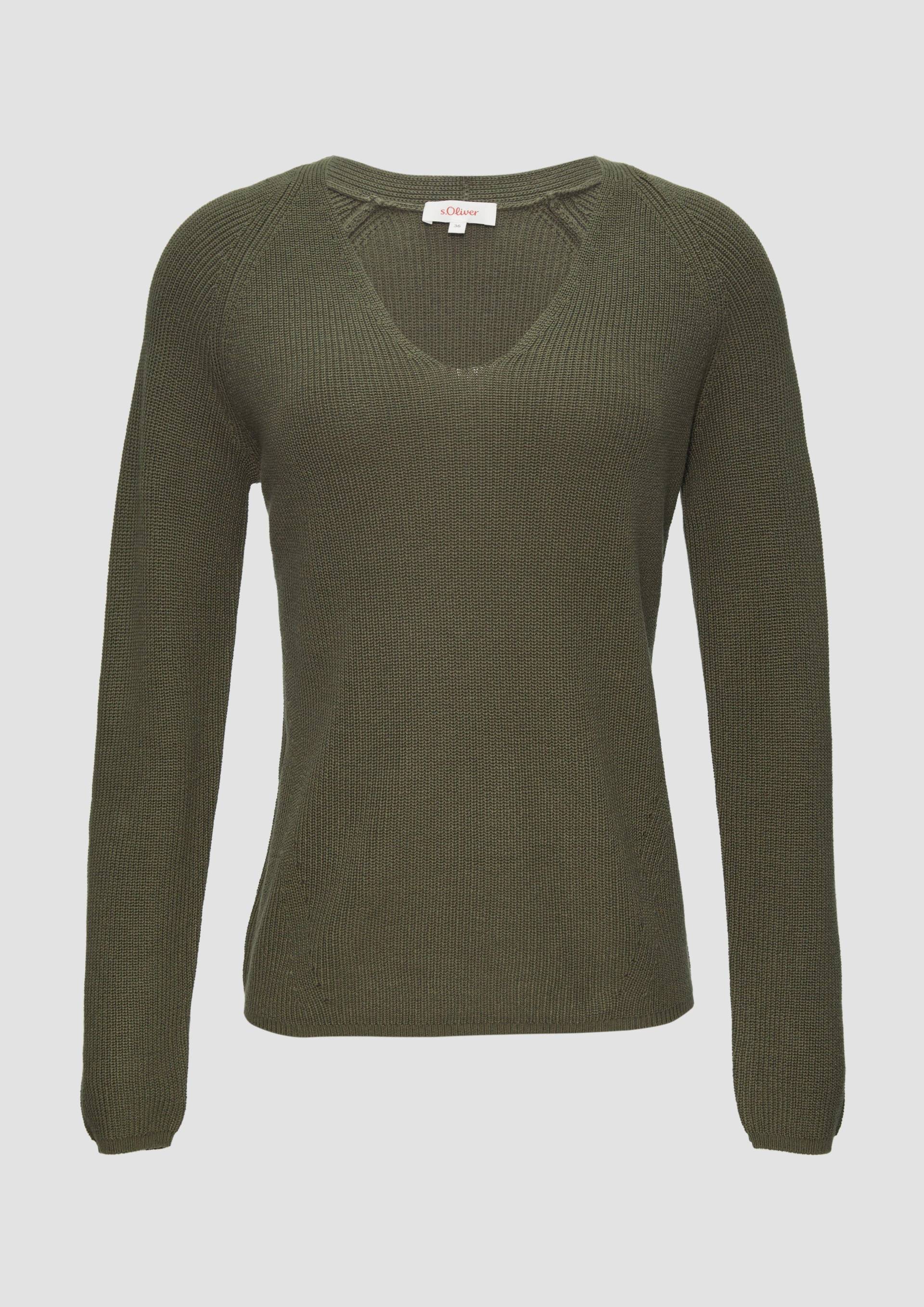 s.Oliver - Strickpullover mit V-Ausschnitt und Raglan-Ärmeln, Damen, Grün s.Oliver - Strickpullover mit V-Ausschnitt und Raglan-Ärmeln, Damen, Grün von s.Oliver