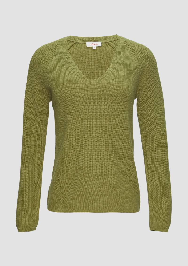 s.Oliver - Strickpullover mit V-Ausschnitt und Raglan-Ärmeln, Damen, Grün von s.Oliver