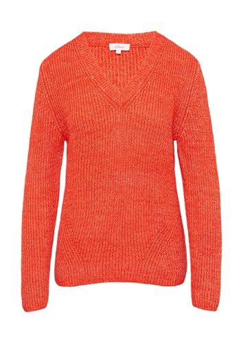 Strickpullover mit V-Ausschnitt und Rippblende orange 40 von s.Oliver