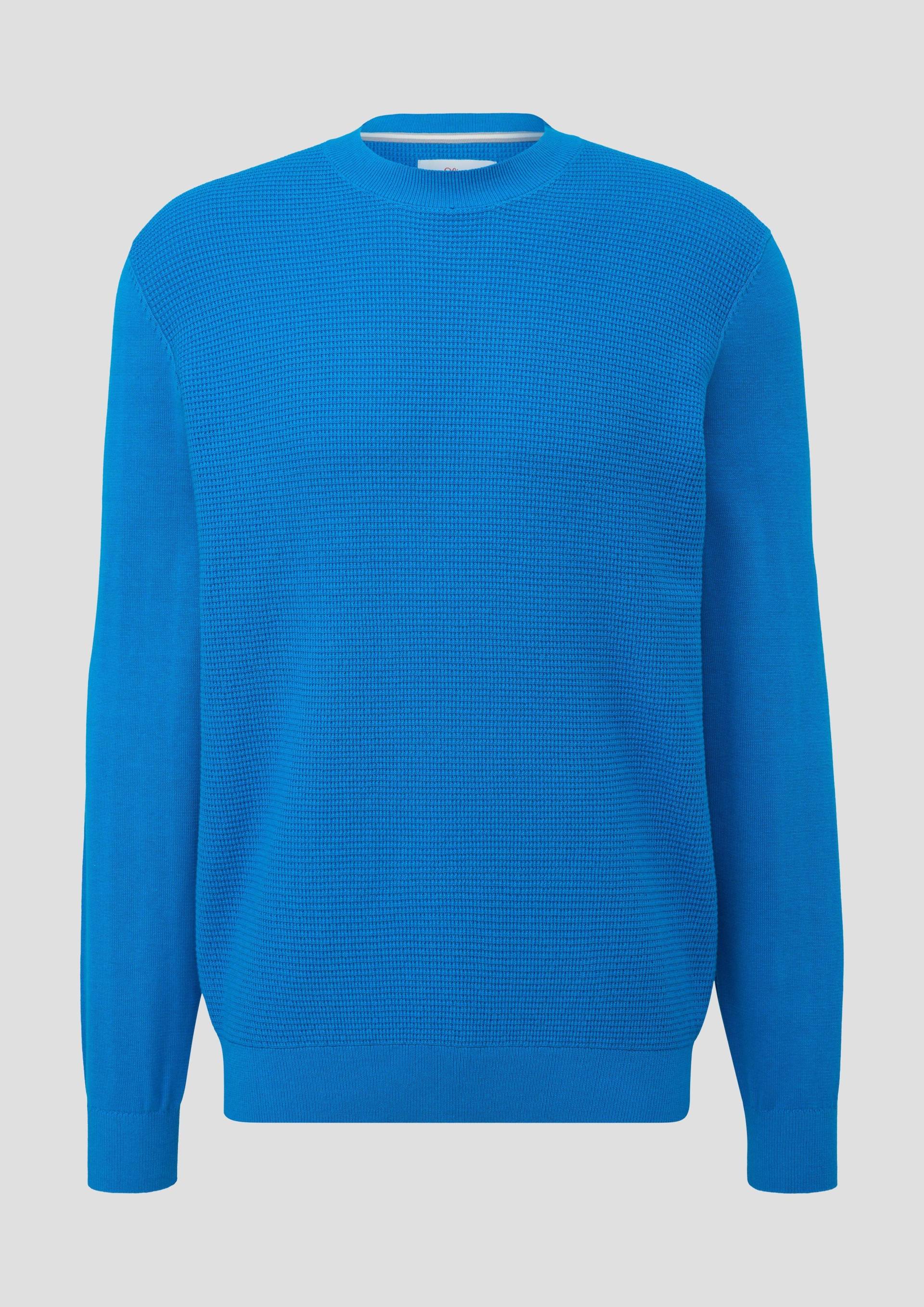 s.Oliver - Strickpullover mit Waffelpiqué-Muster, Herren, blau von s.Oliver