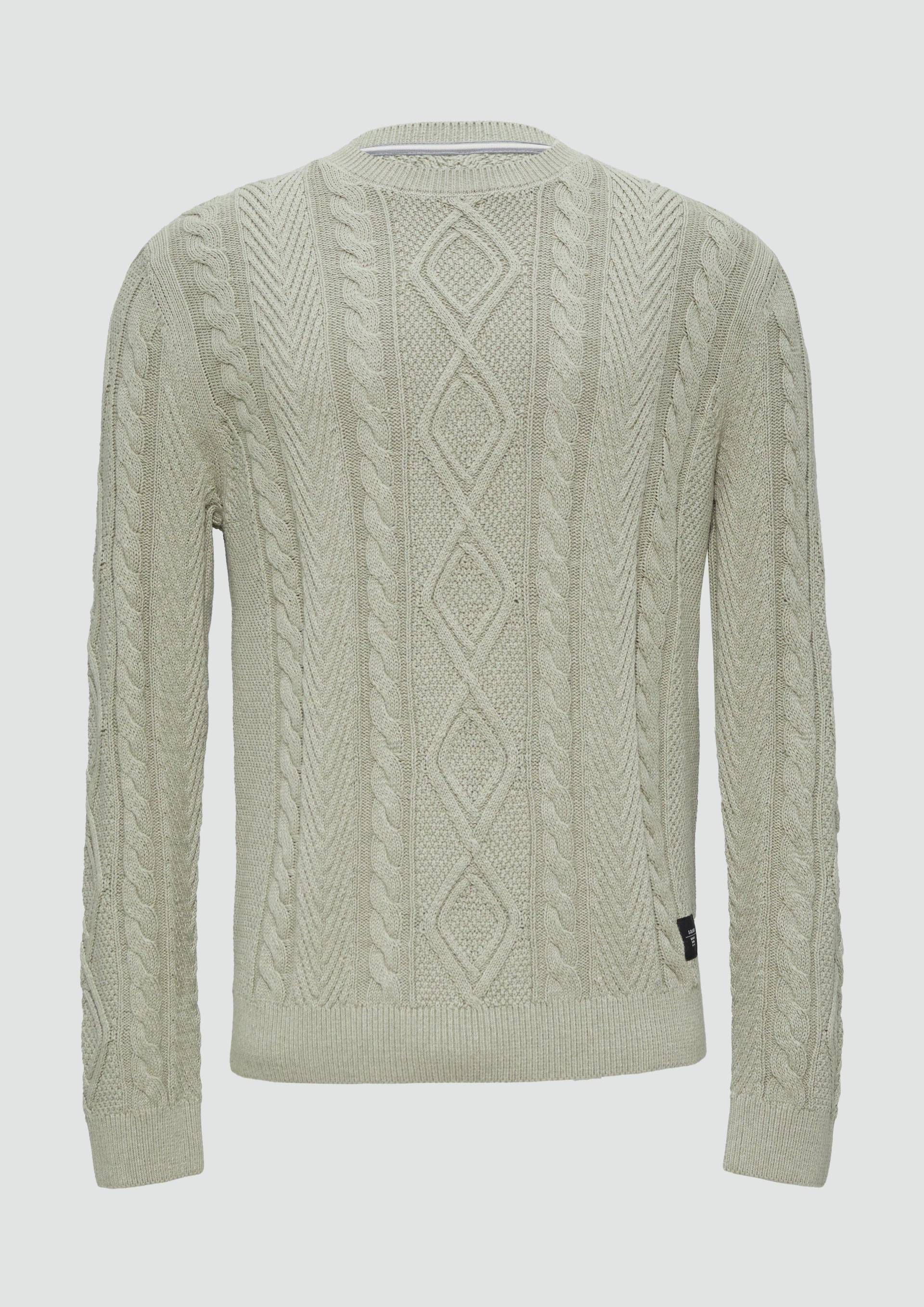 s.Oliver - Strickpullover mit Zopfmuster, Herren, Beige von s.Oliver