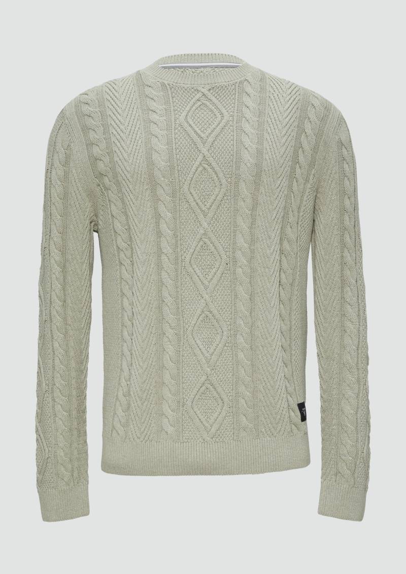s.Oliver - Strickpullover mit Zopfmuster, Herren, Beige von s.Oliver